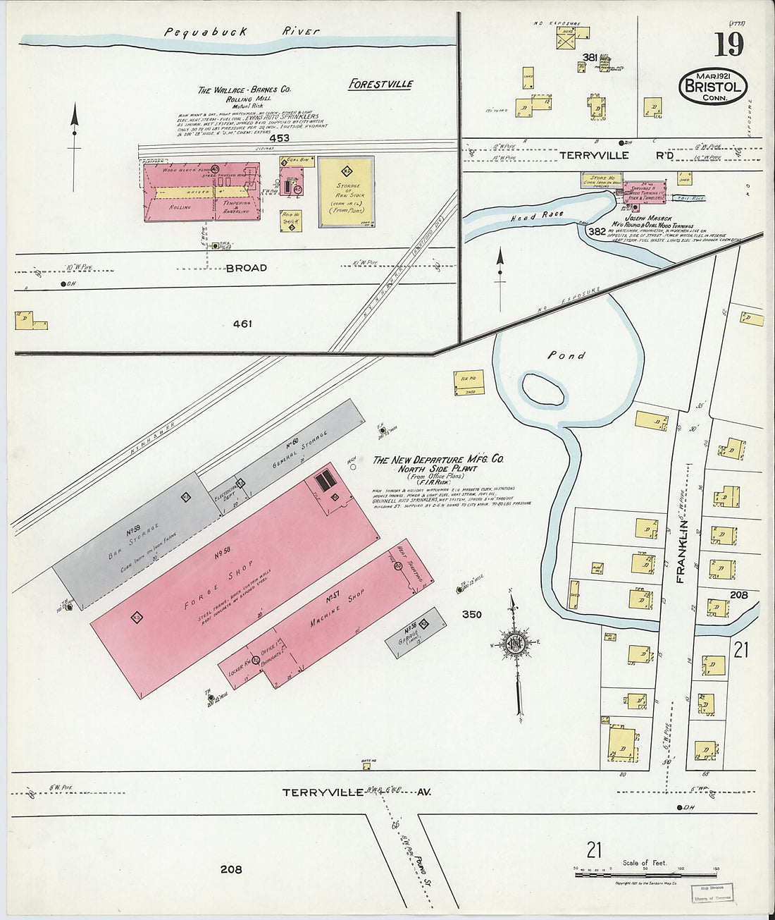 This old map of Bristol, Hartford County, Connecticut was created by Sanborn Map Company in 1921