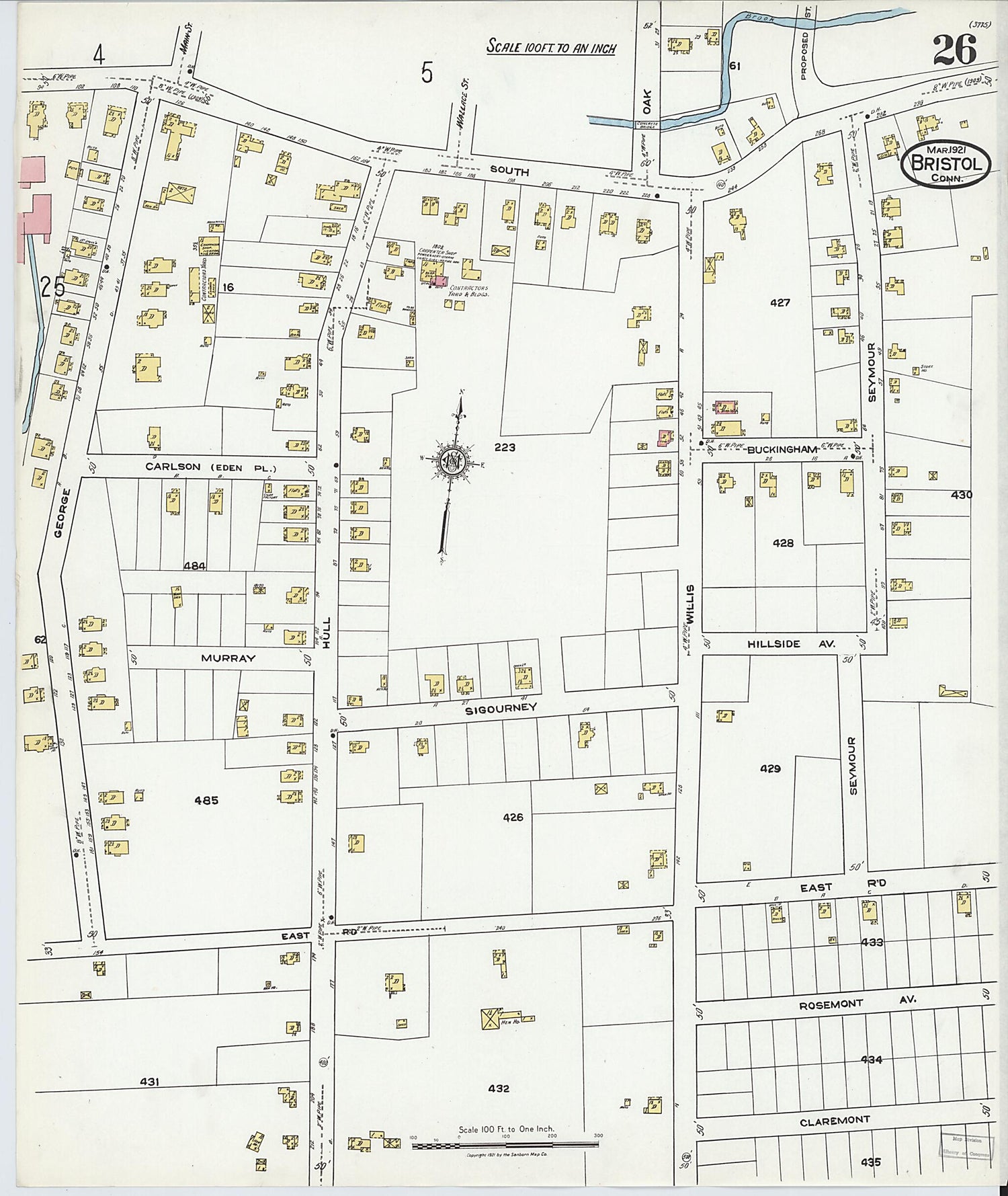 This old map of Bristol, Hartford County, Connecticut was created by Sanborn Map Company in 1921