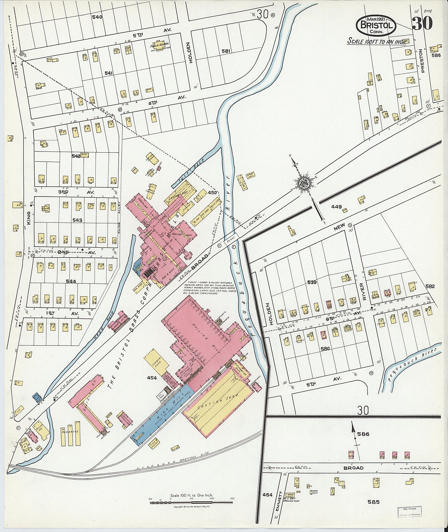 This old map of Bristol, Hartford County, Connecticut was created by Sanborn Map Company in 1921