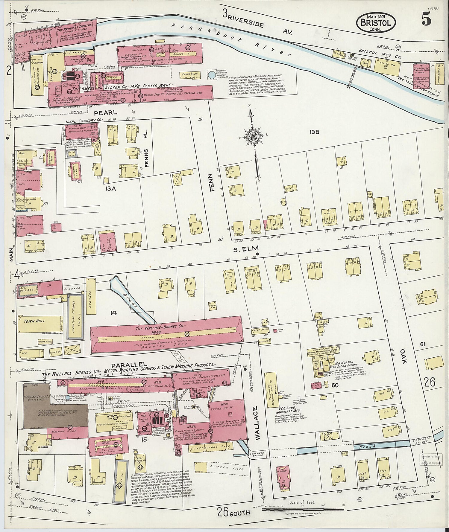 This old map of Bristol, Hartford County, Connecticut was created by Sanborn Map Company in 1921
