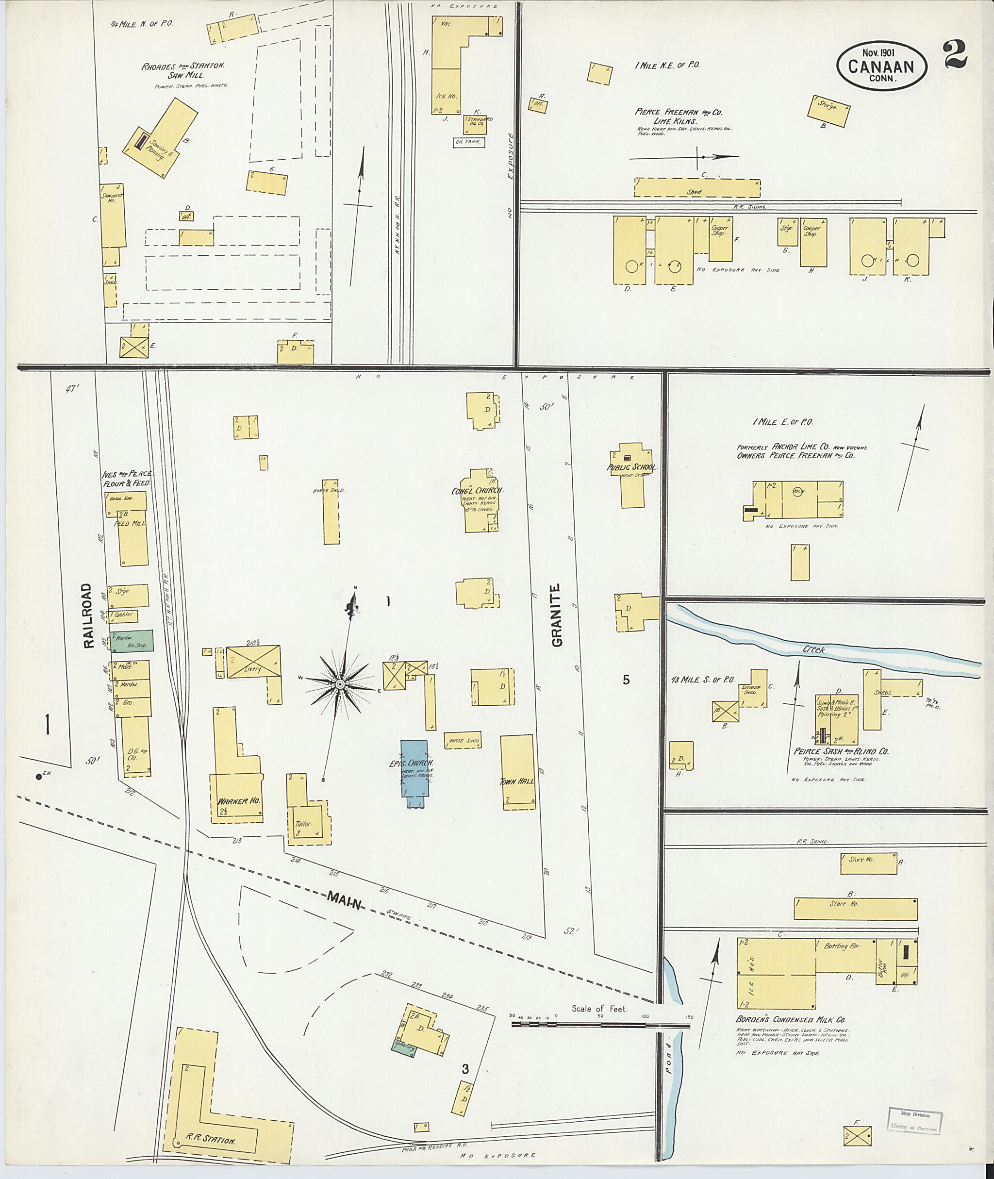 This old map of Canaan, Litchfield County, Connecticut was created by Sanborn Map Company in 1901