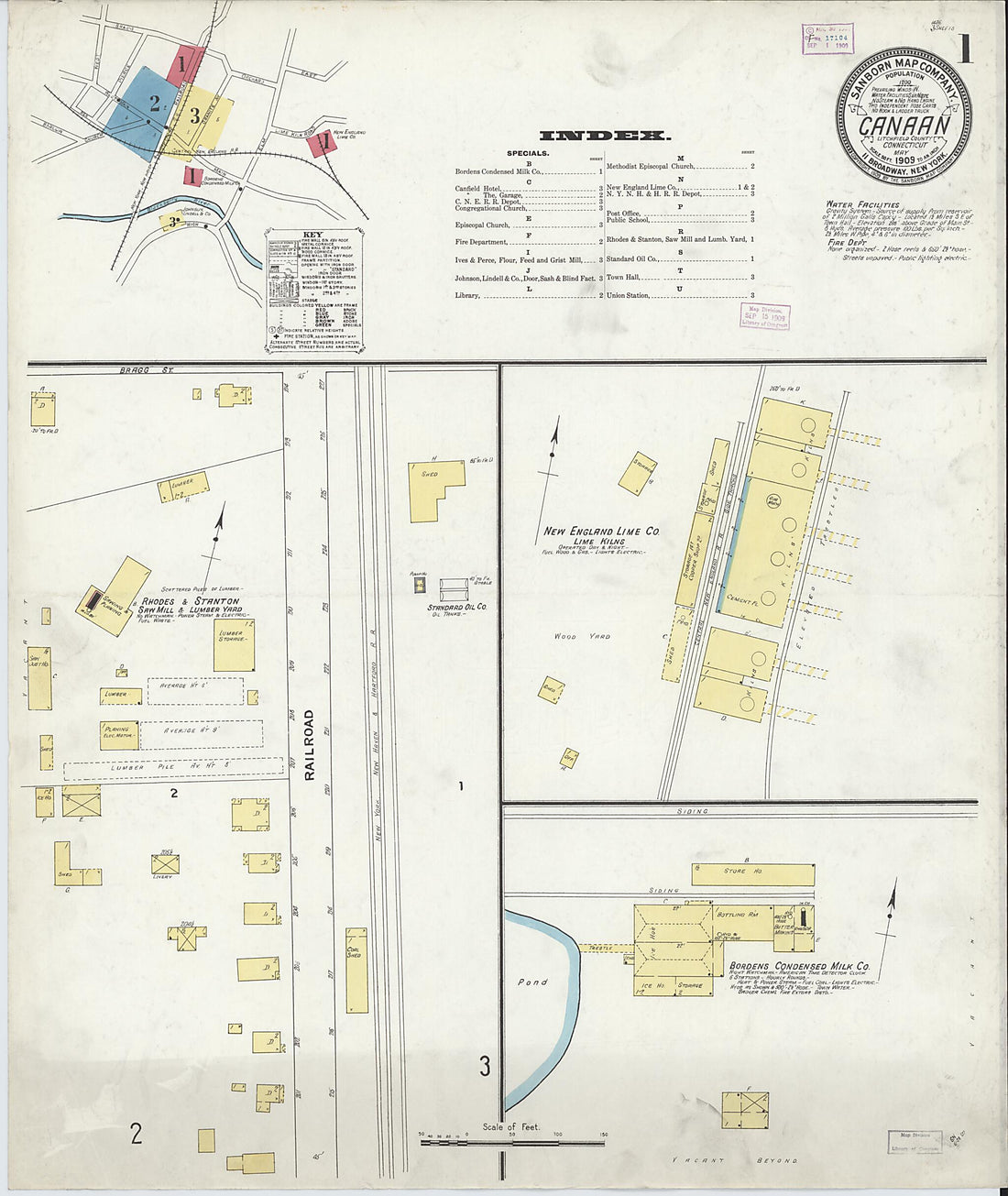 This old map of Canaan, Litchfield County, Connecticut was created by Sanborn Map Company in 1909