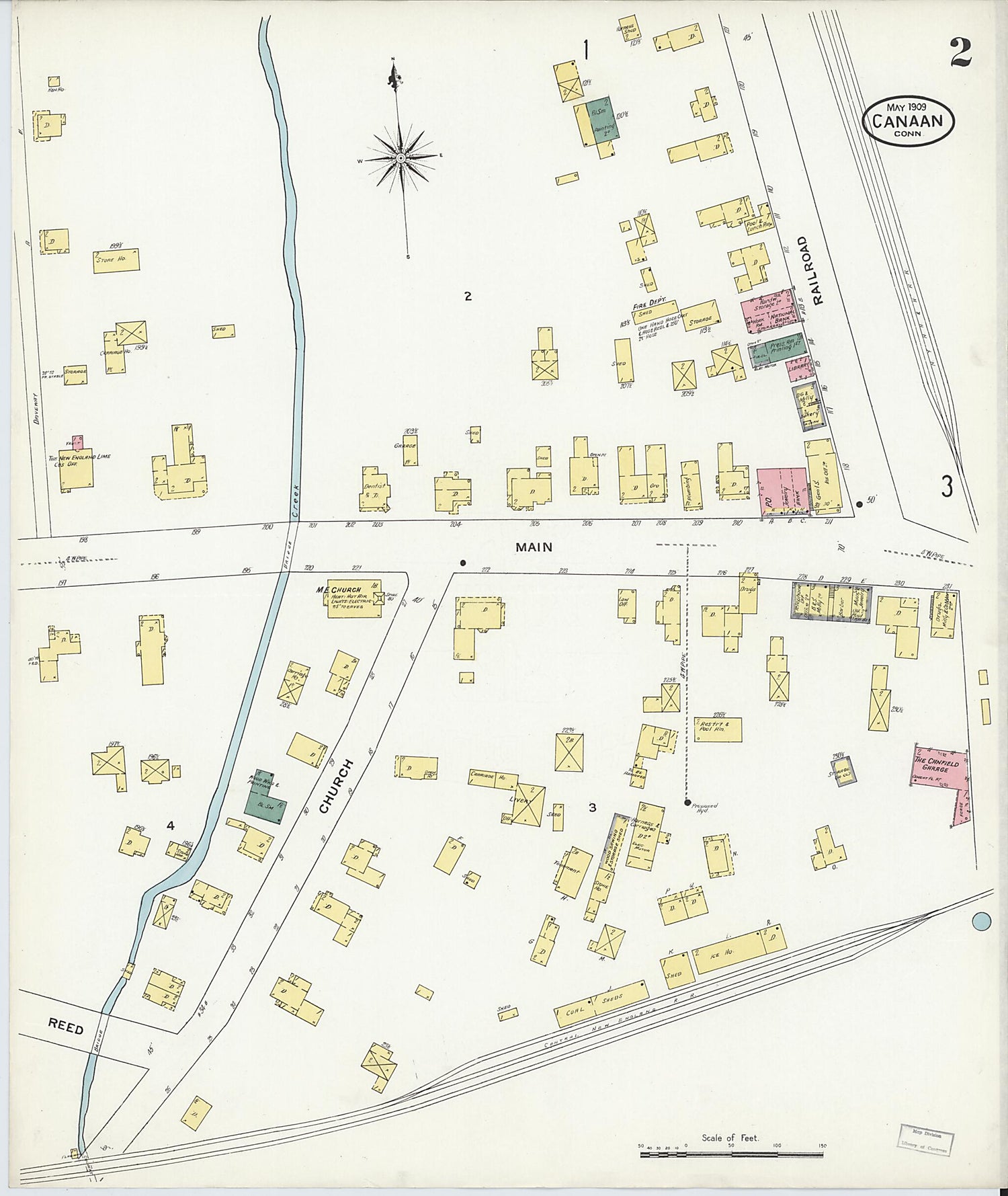 This old map of Canaan, Litchfield County, Connecticut was created by Sanborn Map Company in 1909