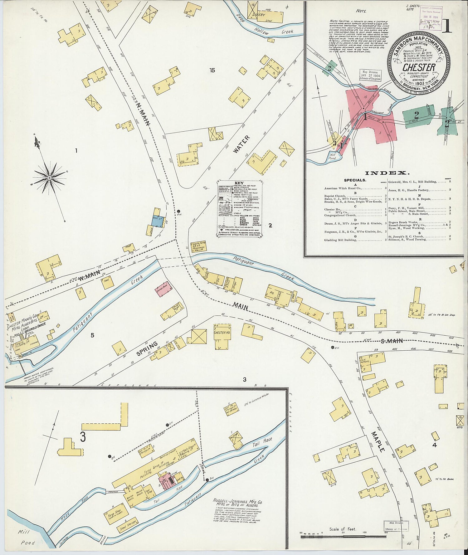 This old map of Chester, Middlesex County, Connecticut was created by Sanborn Map Company in 1903