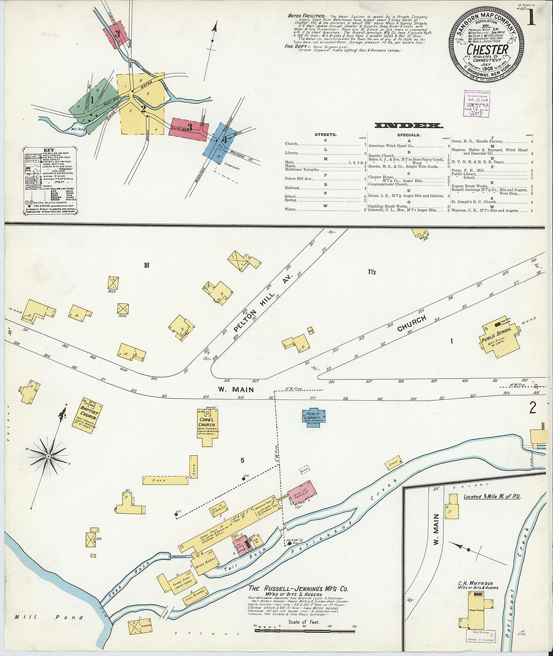 This old map of Chester, Middlesex County, Connecticut was created by Sanborn Map Company in 1908