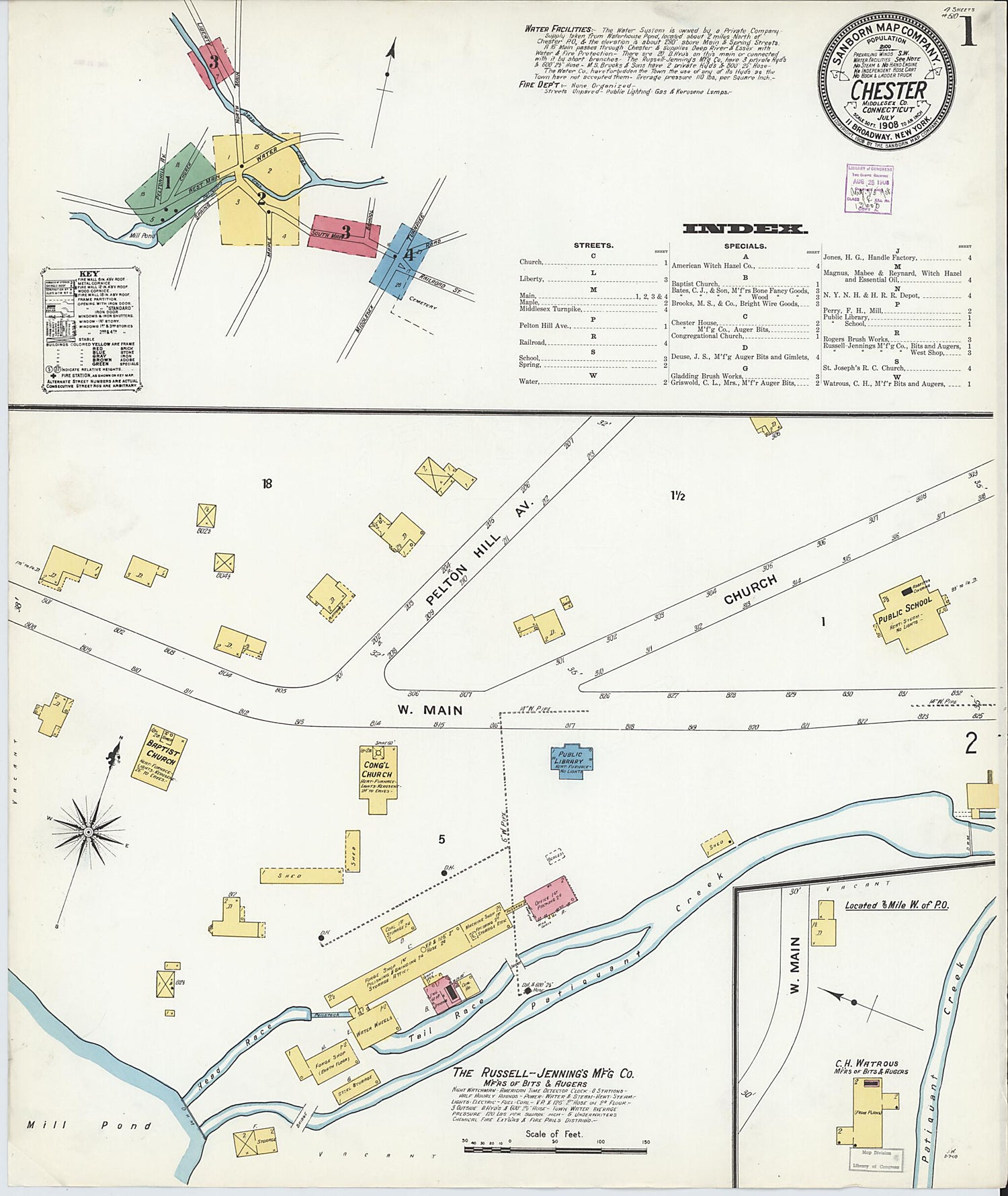 This old map of Chester, Middlesex County, Connecticut was created by Sanborn Map Company in 1908