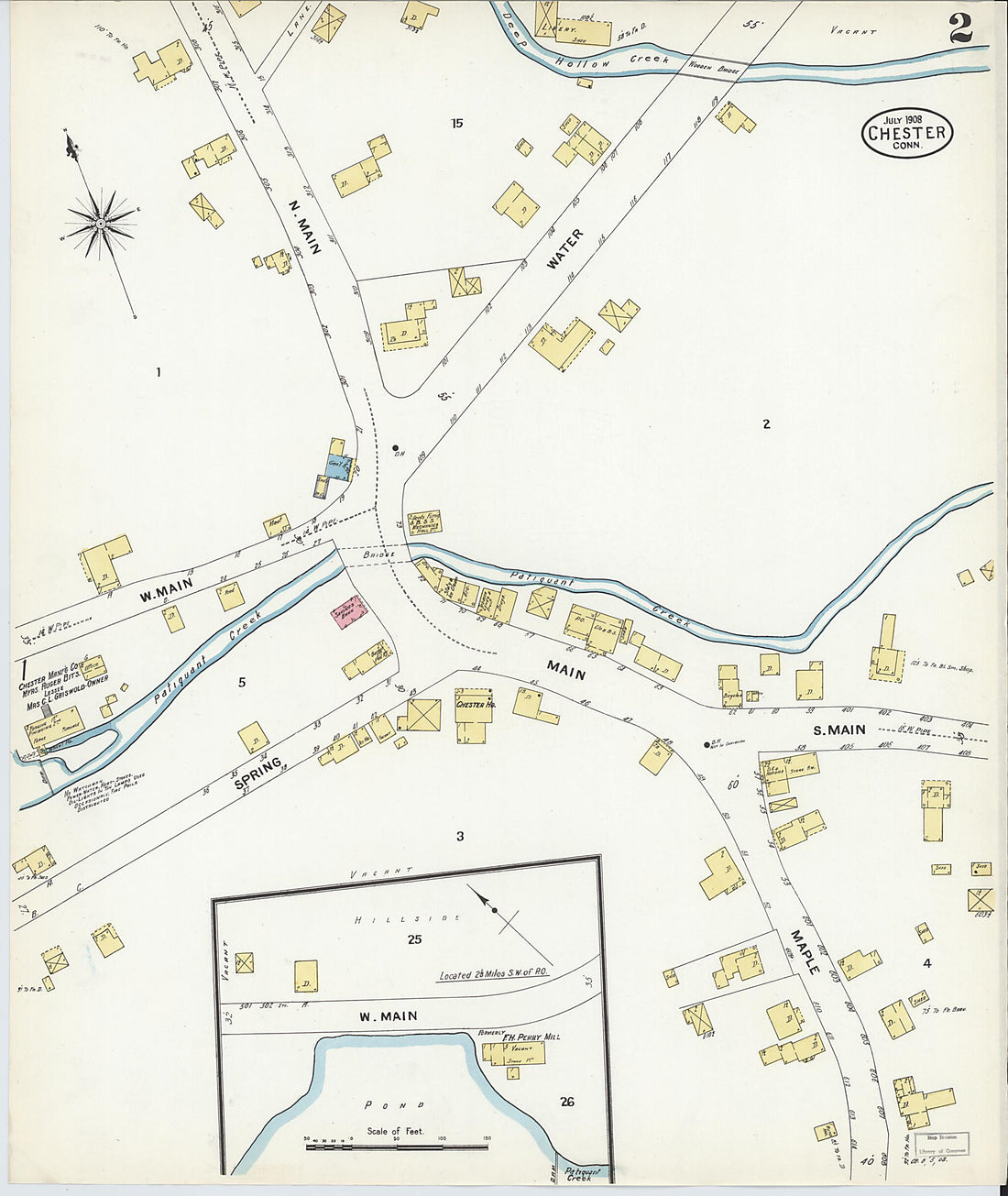 This old map of Chester, Middlesex County, Connecticut was created by Sanborn Map Company in 1908