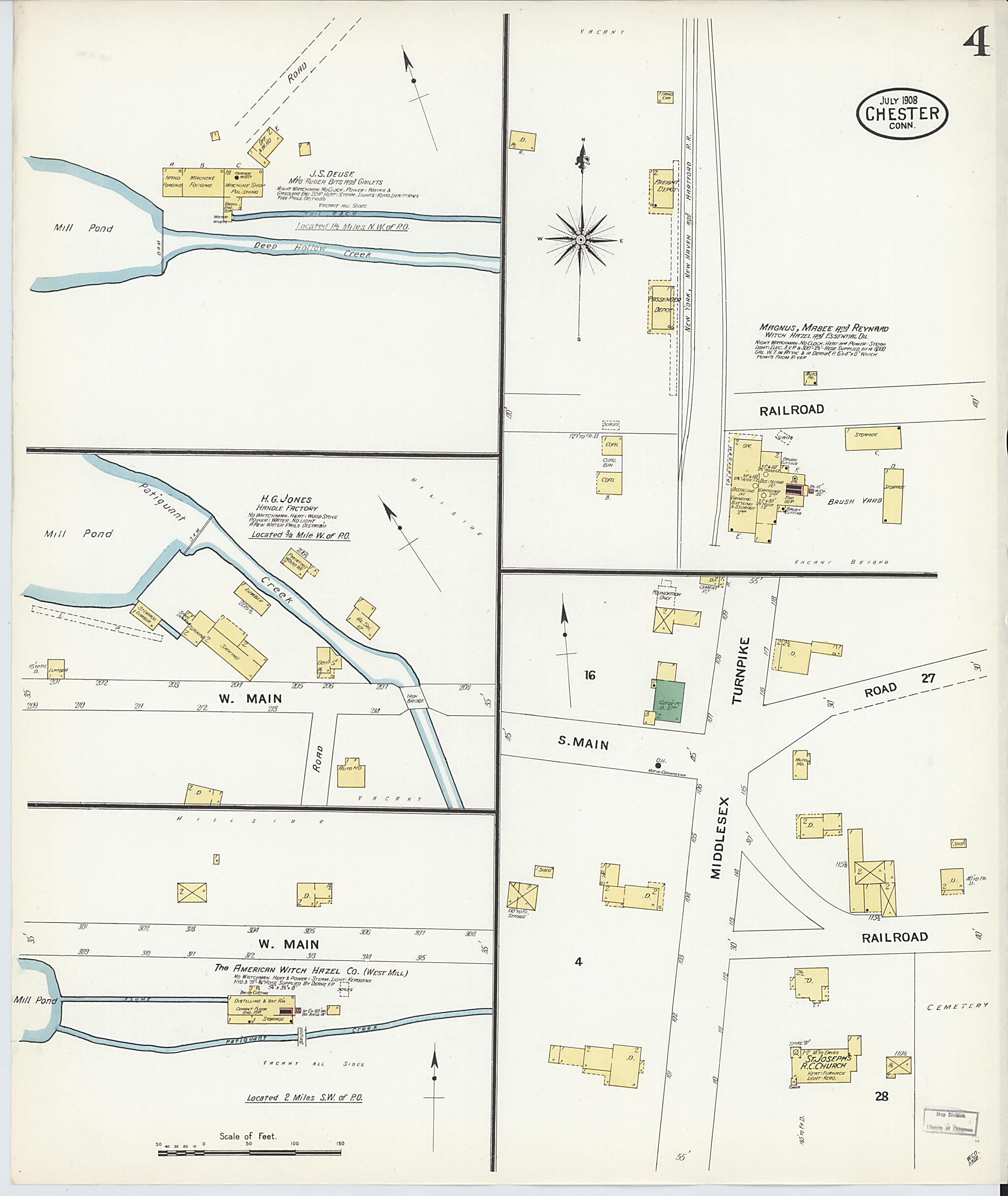 This old map of Chester, Middlesex County, Connecticut was created by Sanborn Map Company in 1908