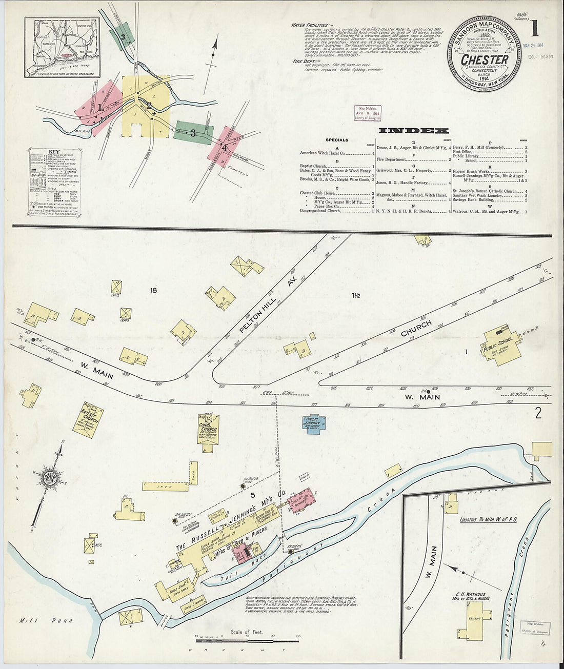 This old map of Chester, Middlesex County, Connecticut was created by Sanborn Map Company in 1914