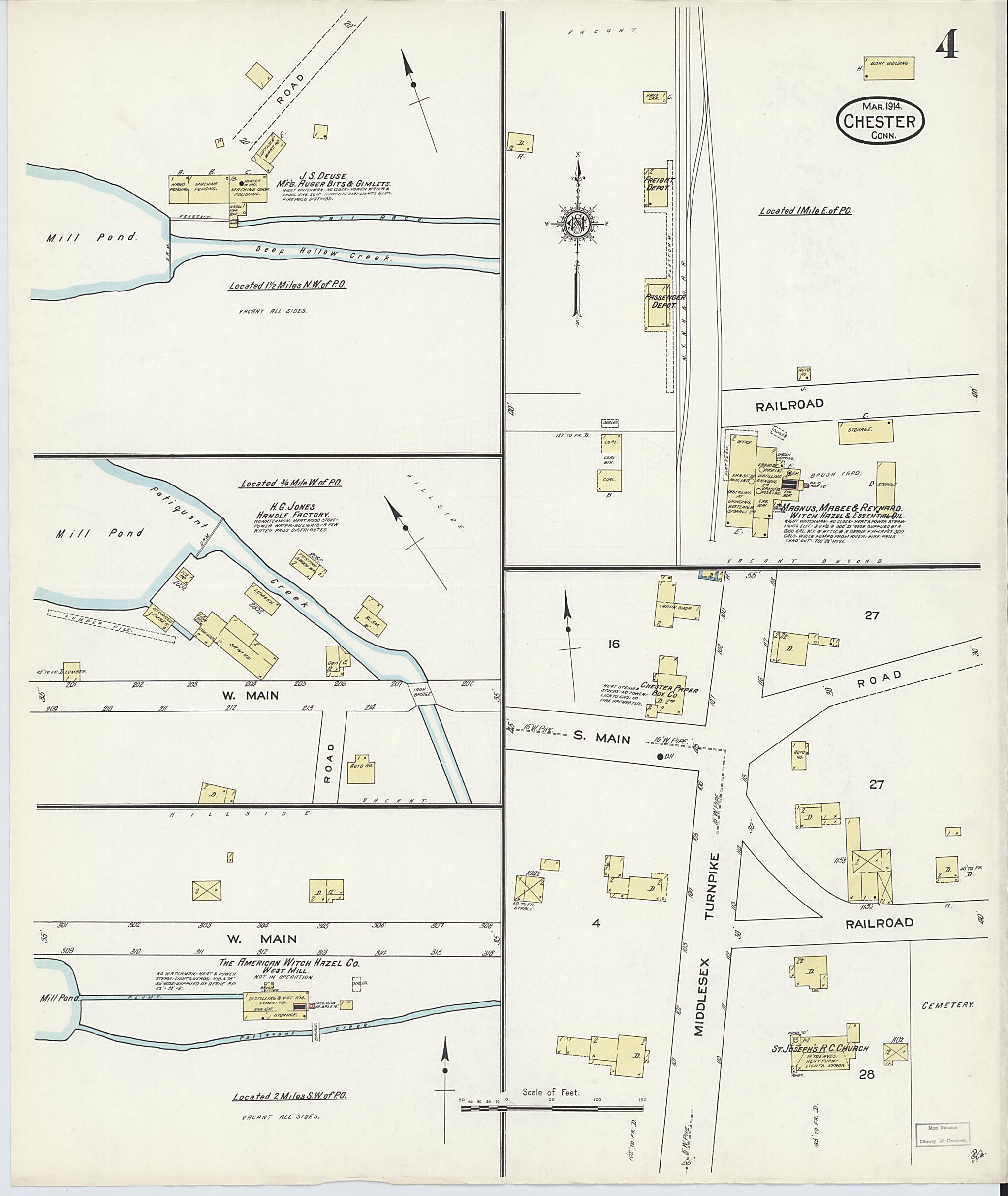 This old map of Chester, Middlesex County, Connecticut was created by Sanborn Map Company in 1914