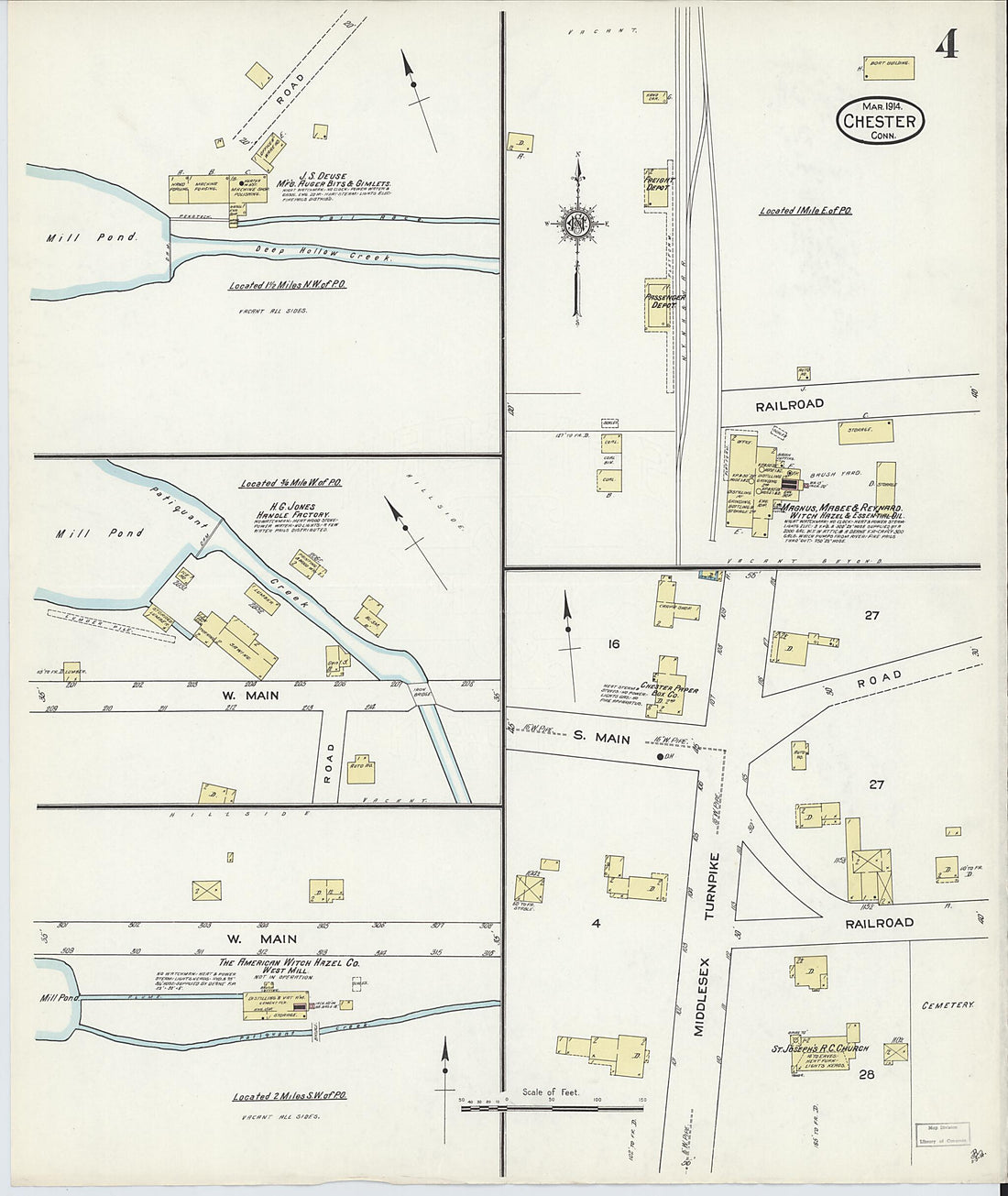 This old map of Chester, Middlesex County, Connecticut was created by Sanborn Map Company in 1914