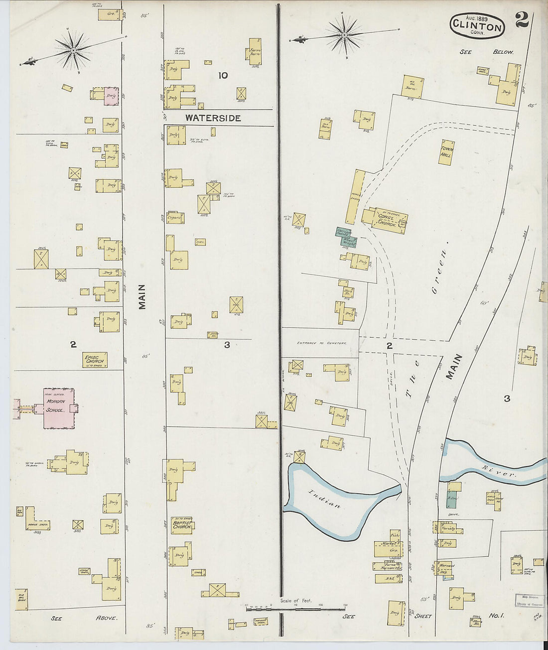 This old map of Clinton, Middlesex County, Connecticut was created by Sanborn Map Company in 1889