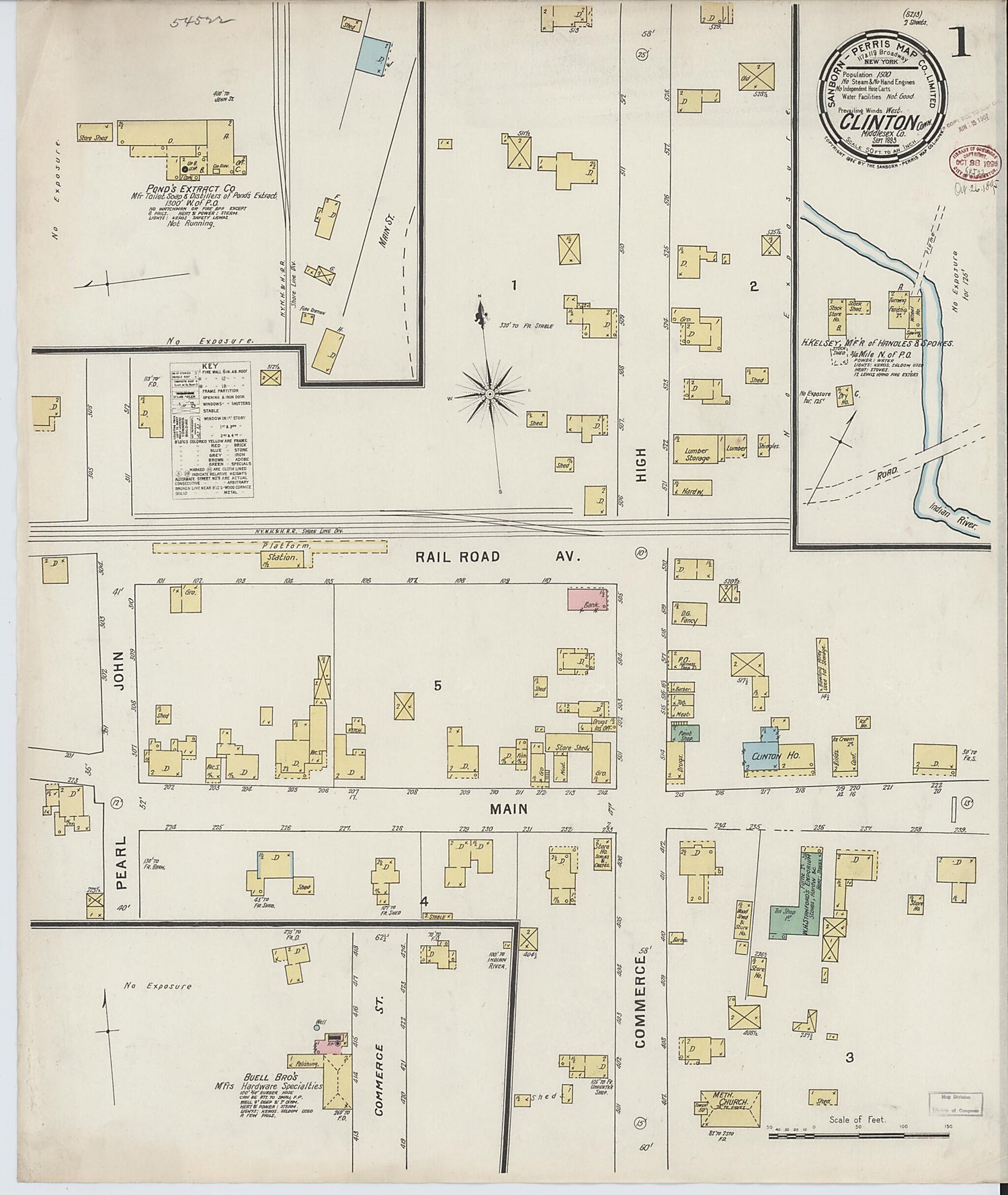 This old map of Clinton, Middlesex County, Connecticut was created by Sanborn Map Company in 1895