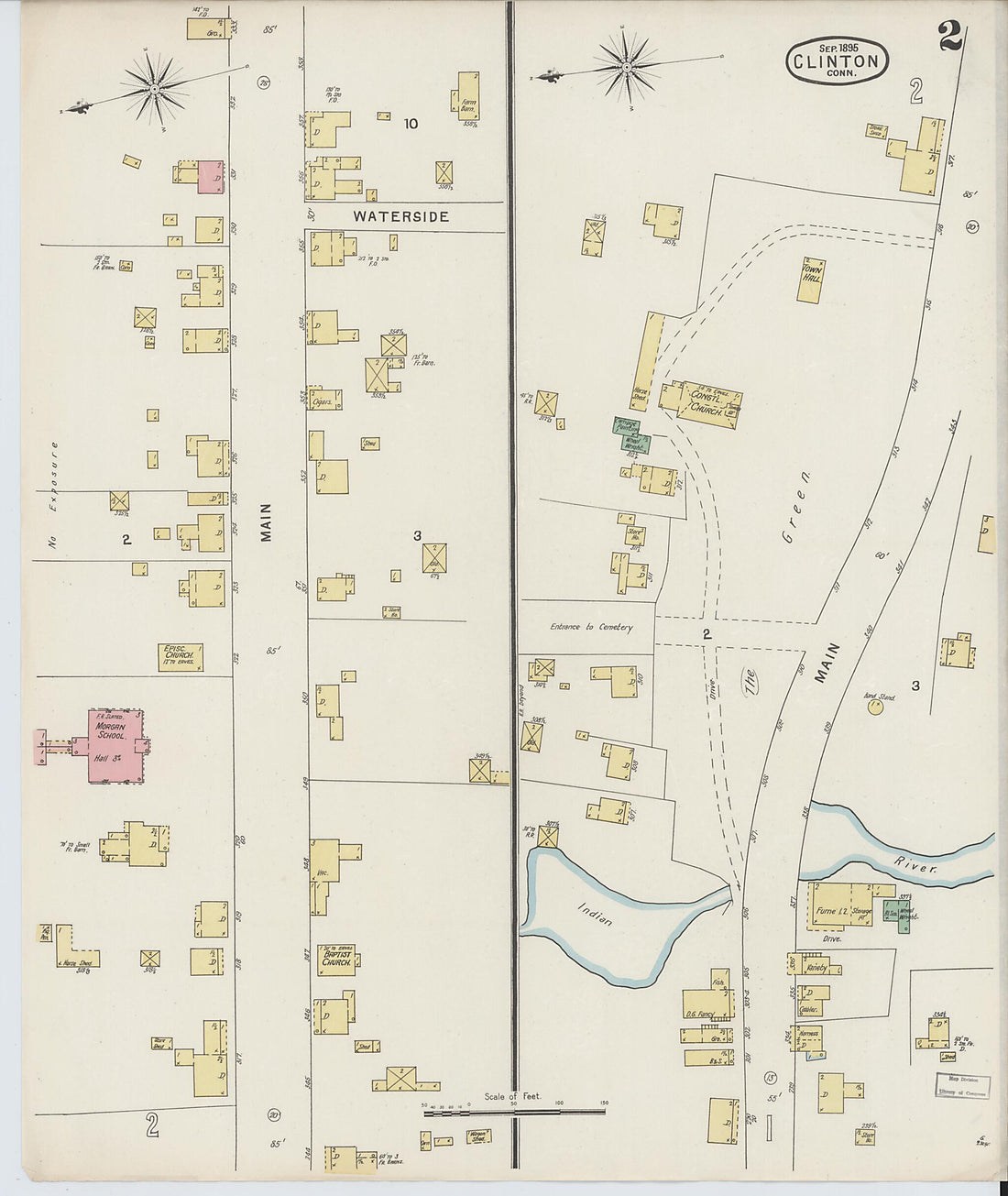 This old map of Clinton, Middlesex County, Connecticut was created by Sanborn Map Company in 1895