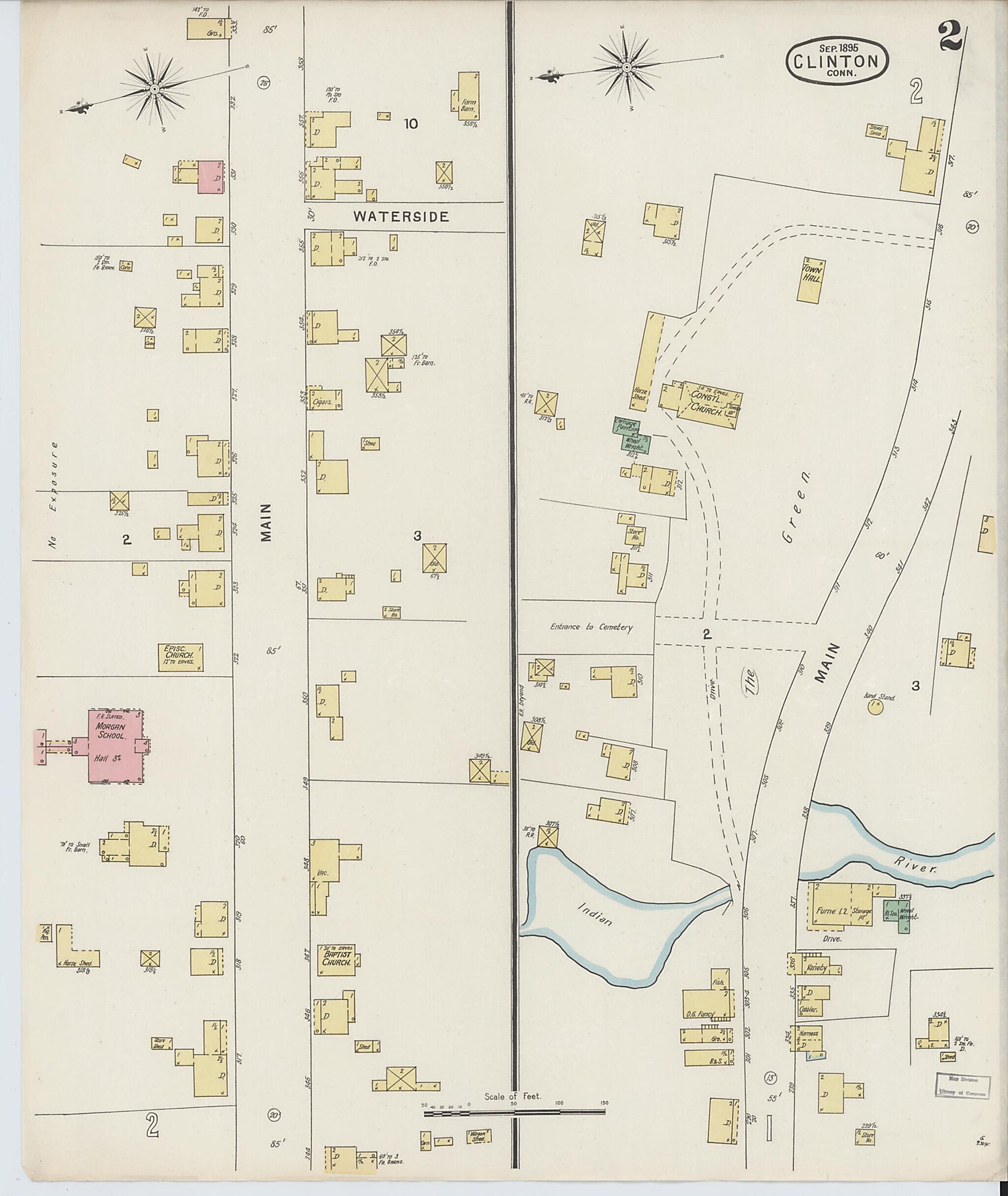 This old map of Clinton, Middlesex County, Connecticut was created by Sanborn Map Company in 1895