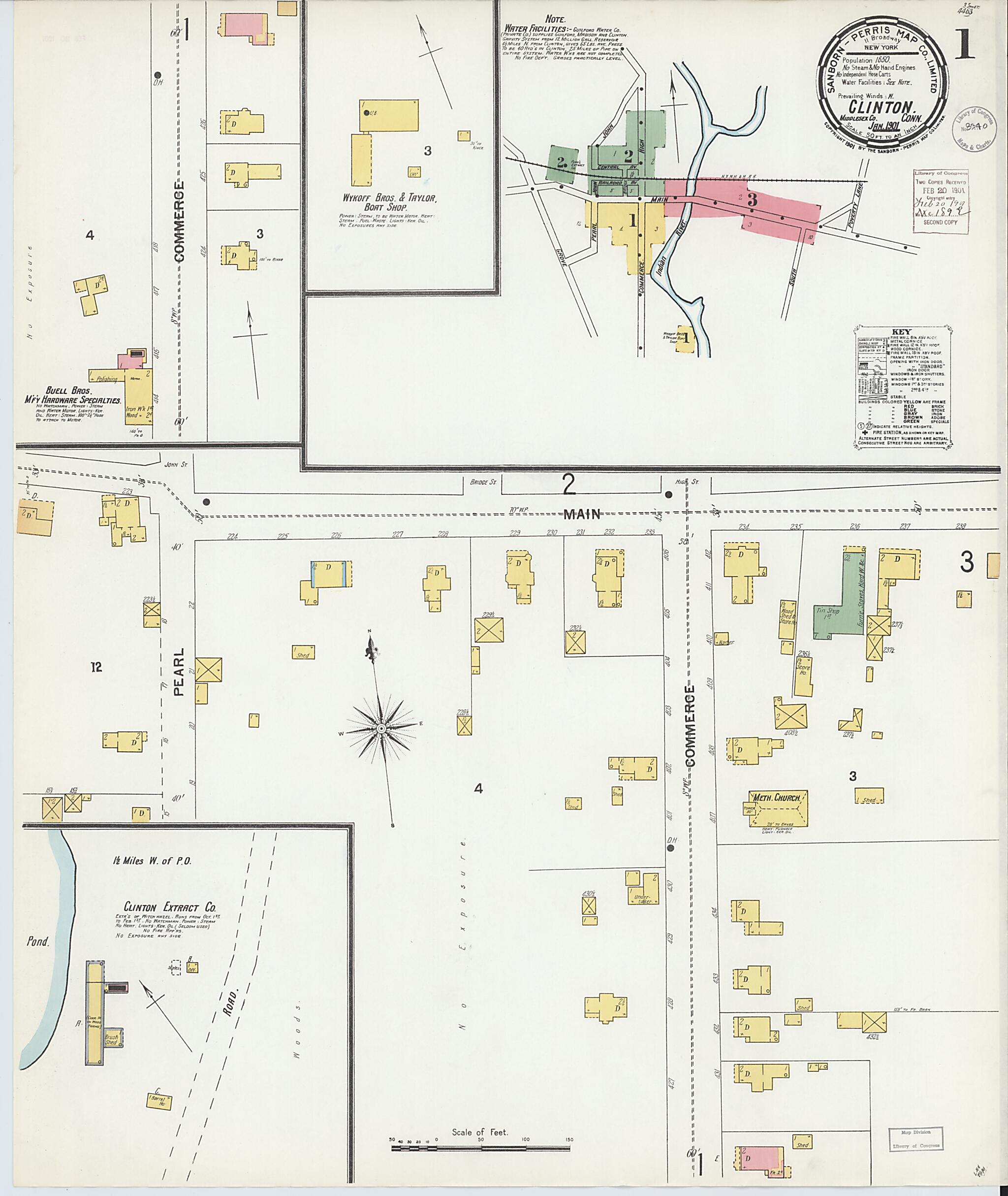 This old map of Clinton, Middlesex County, Connecticut was created by Sanborn Map Company in 1901