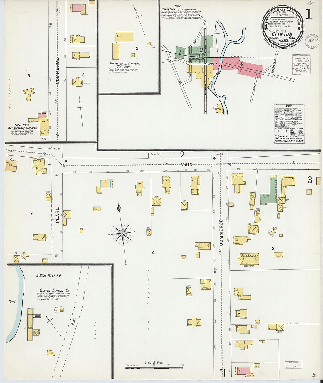 This old map of Clinton, Middlesex County, Connecticut was created by Sanborn Map Company in 1901