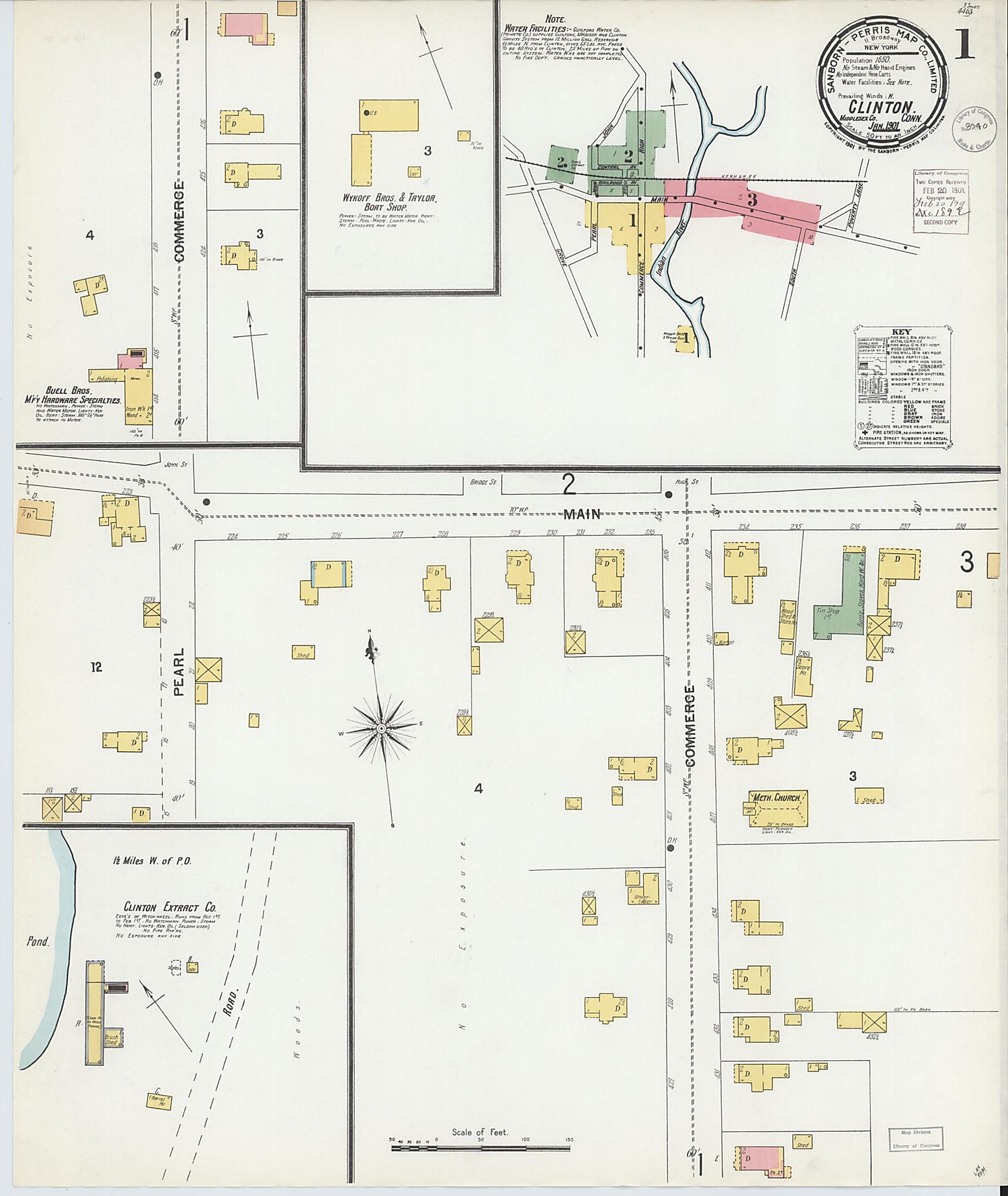 This old map of Clinton, Middlesex County, Connecticut was created by Sanborn Map Company in 1901