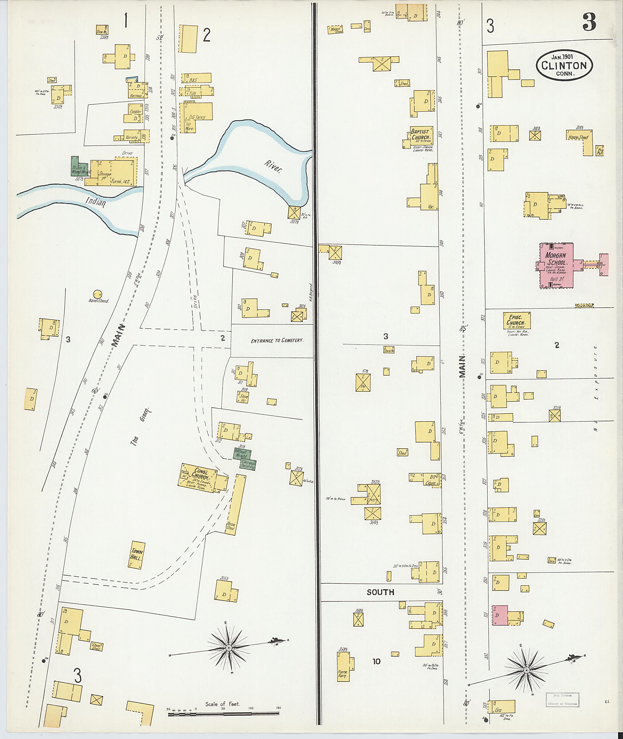 This old map of Clinton, Middlesex County, Connecticut was created by Sanborn Map Company in 1901