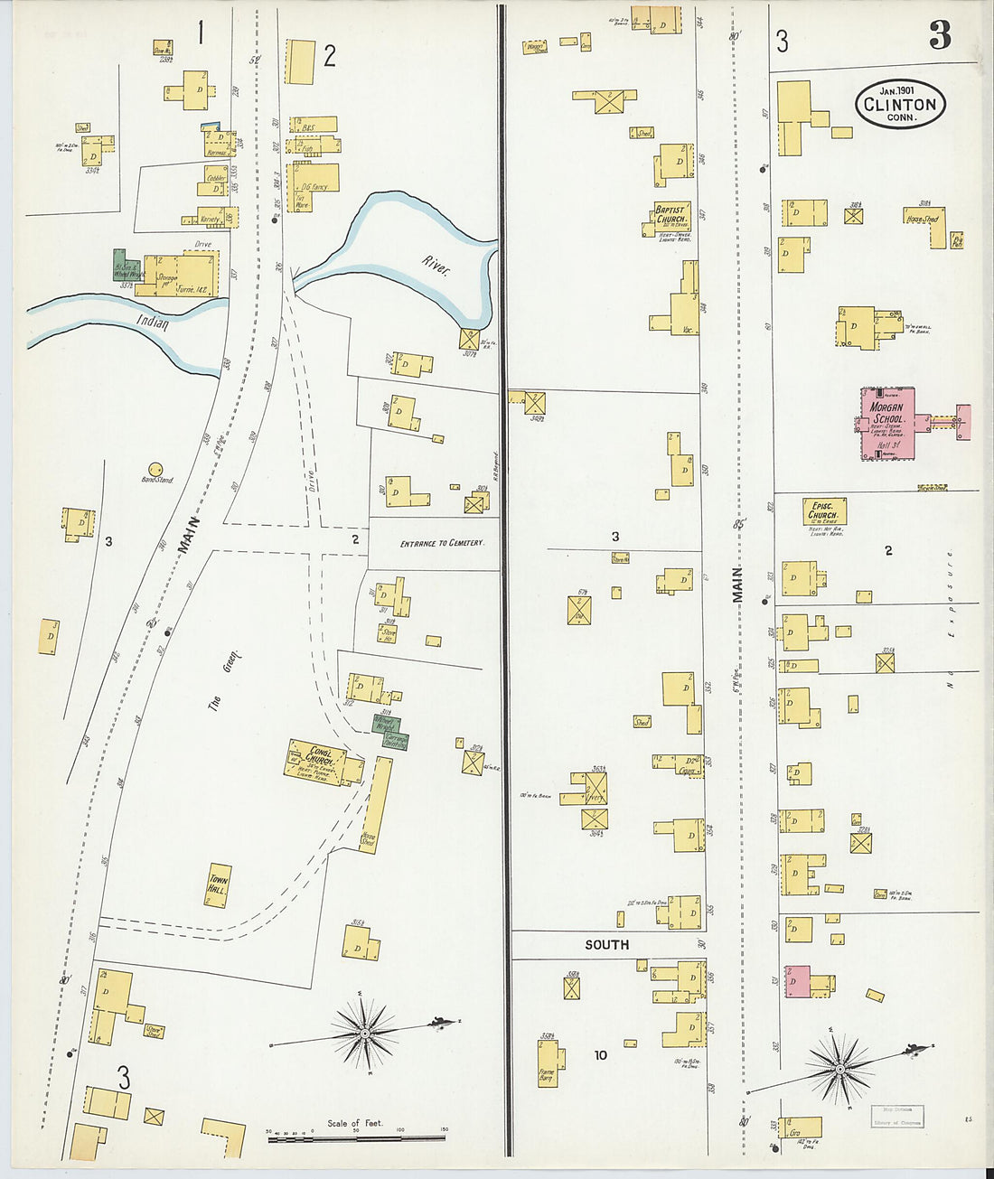 This old map of Clinton, Middlesex County, Connecticut was created by Sanborn Map Company in 1901