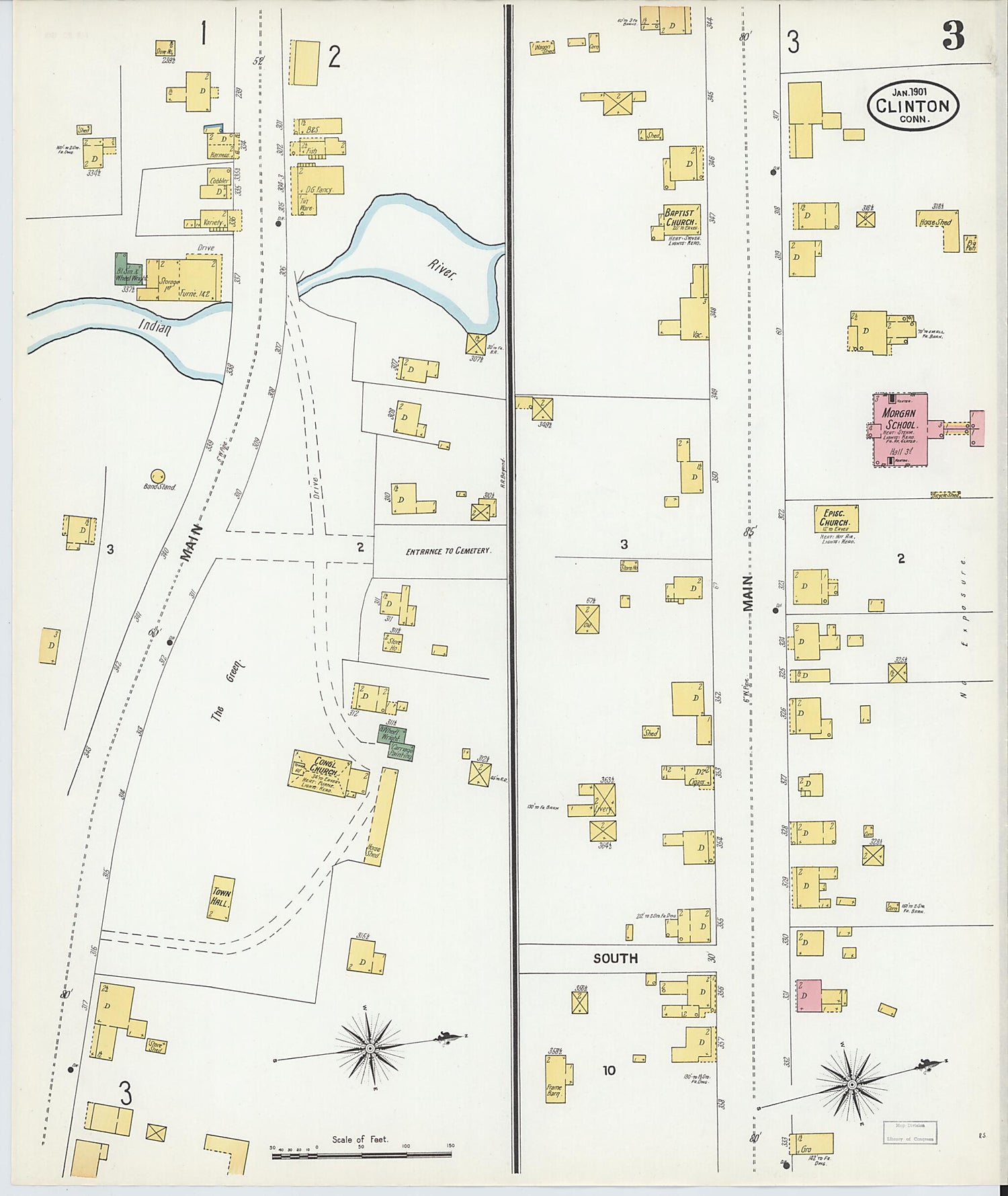This old map of Clinton, Middlesex County, Connecticut was created by Sanborn Map Company in 1901