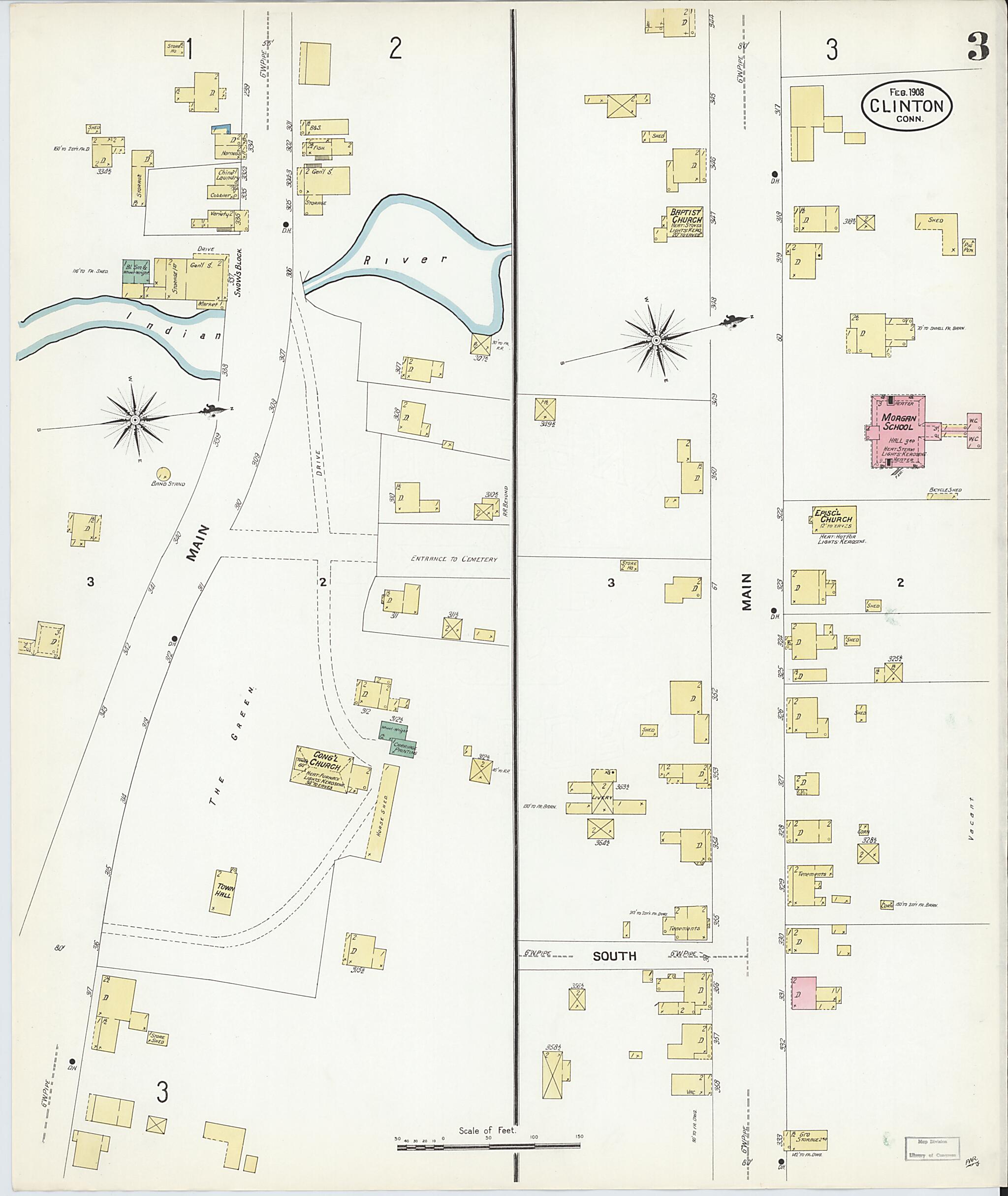 This old map of Clinton, Middlesex County, Connecticut was created by Sanborn Map Company in 1908