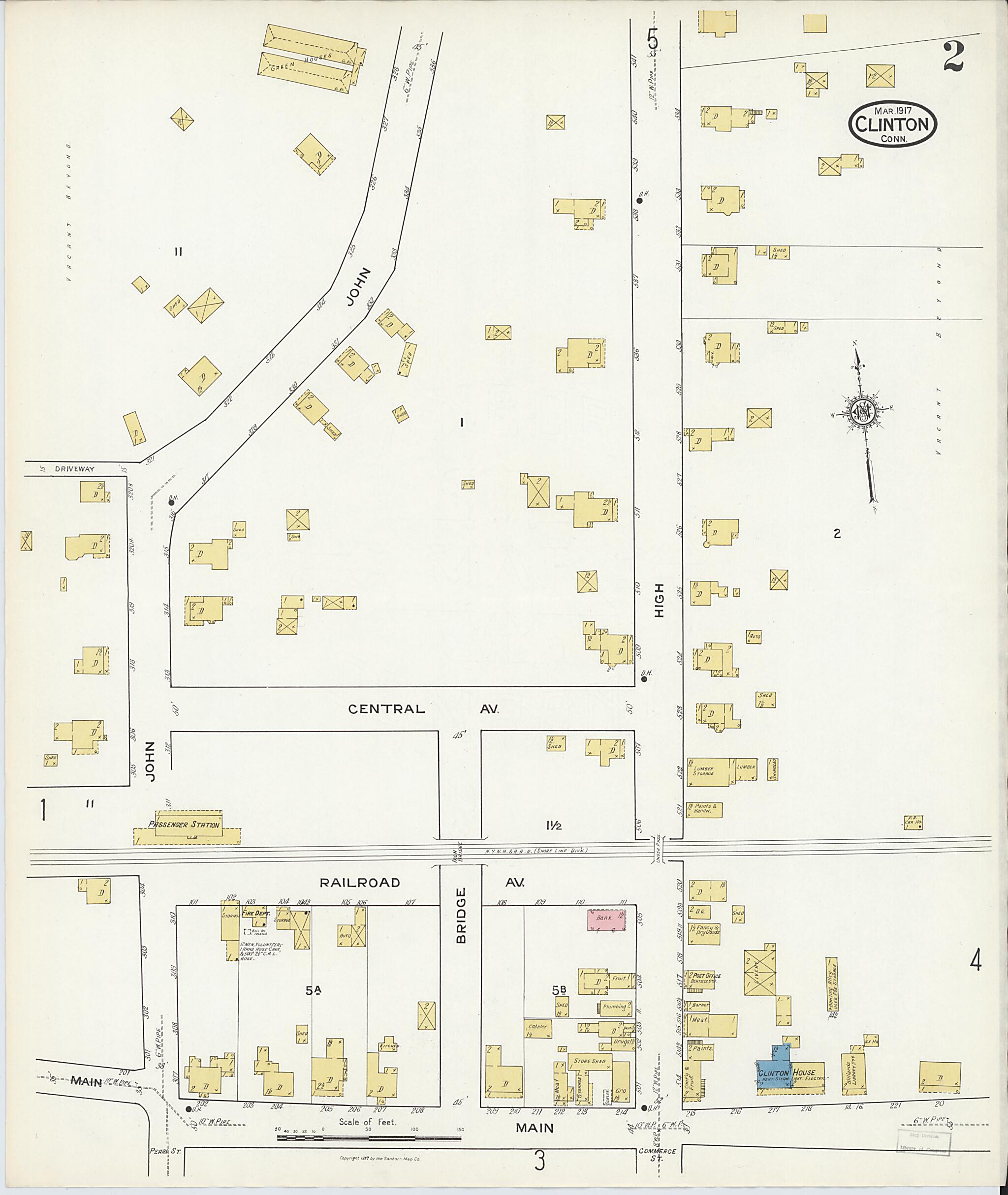 This old map of Clinton, Middlesex County, Connecticut was created by Sanborn Map Company in 1917