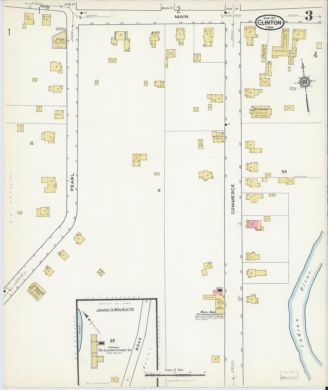 This old map of Clinton, Middlesex County, Connecticut was created by Sanborn Map Company in 1917
