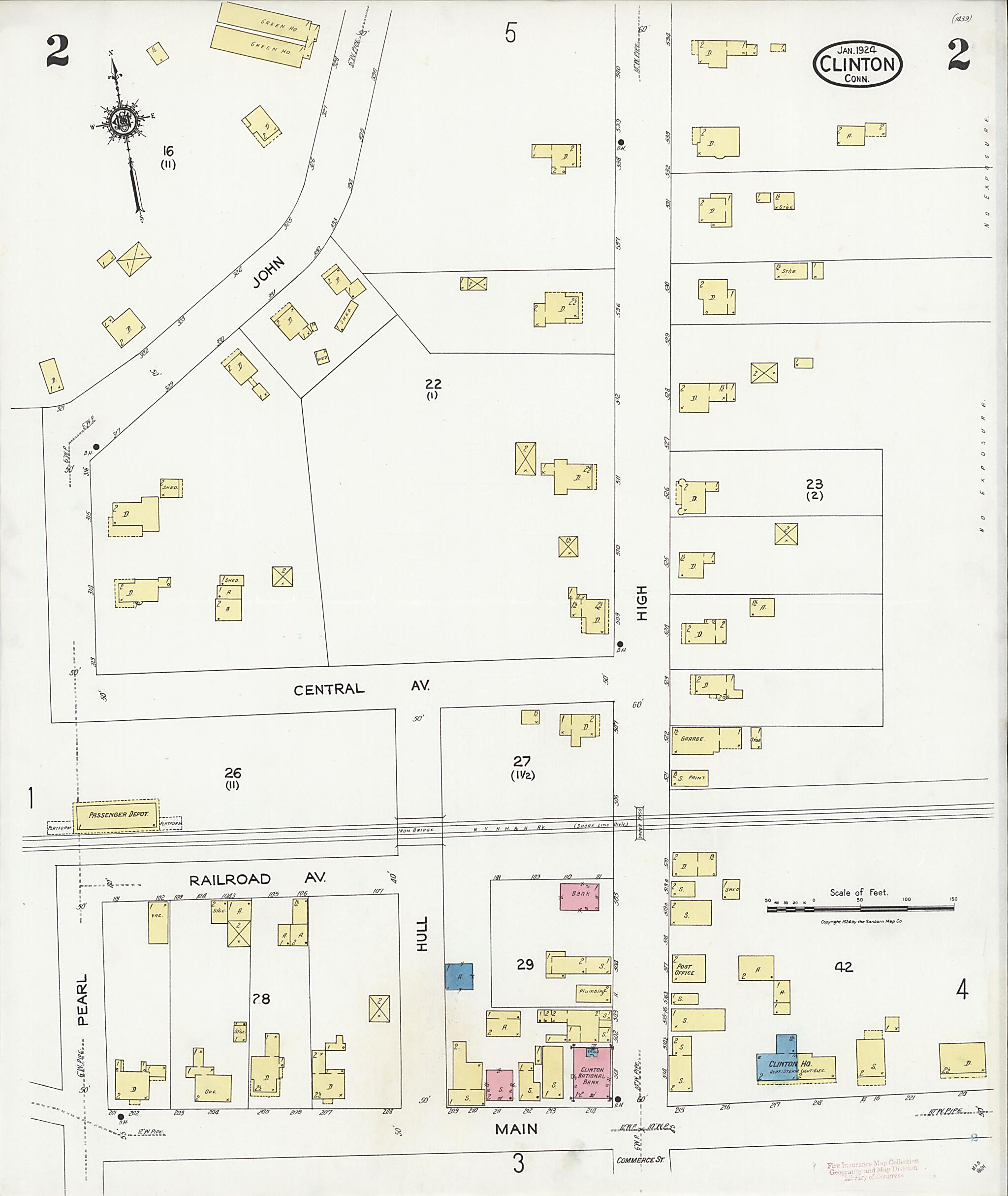 This old map of Clinton, Middlesex County, Connecticut was created by Sanborn Map Company in 1924
