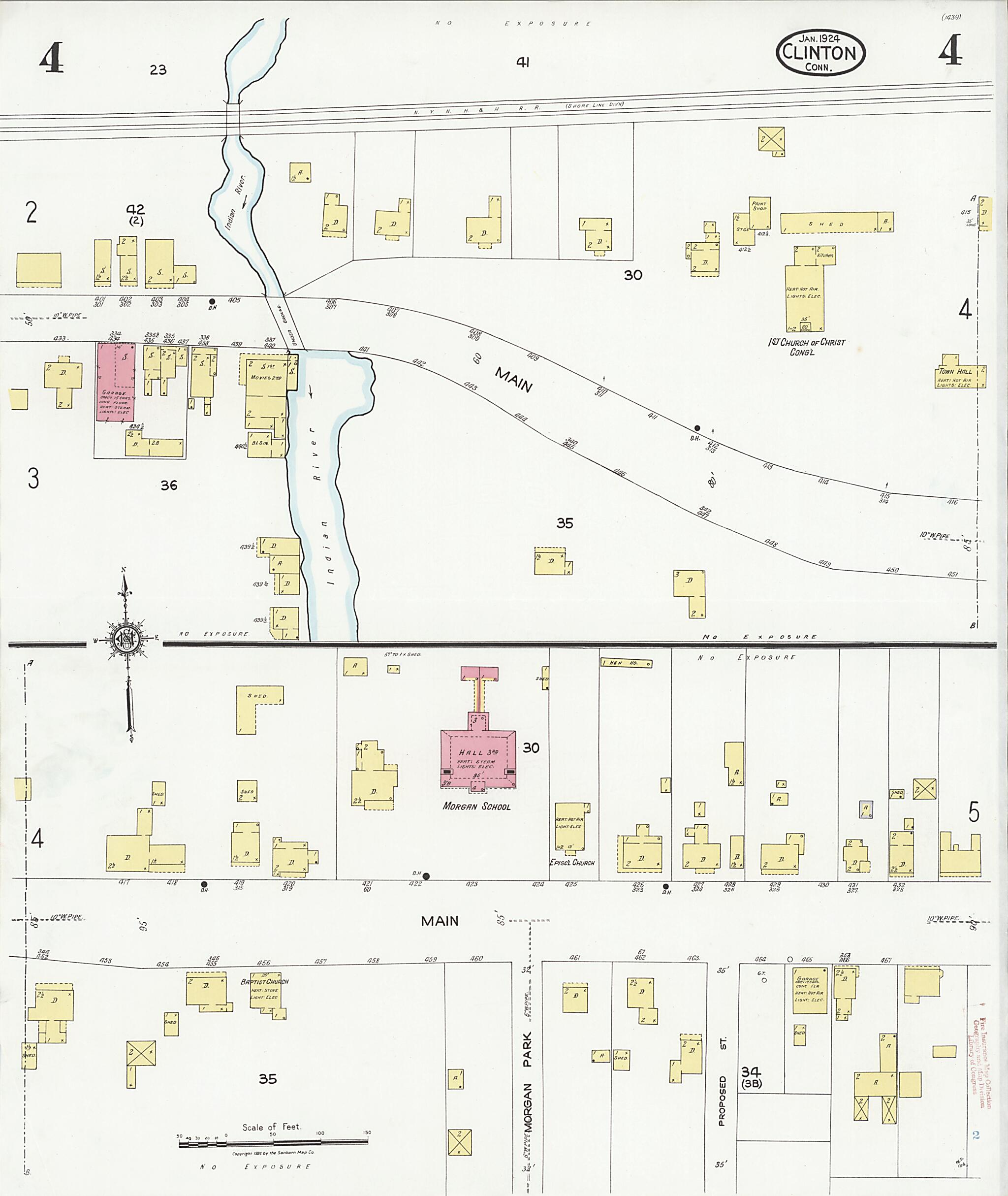 This old map of Clinton, Middlesex County, Connecticut was created by Sanborn Map Company in 1924