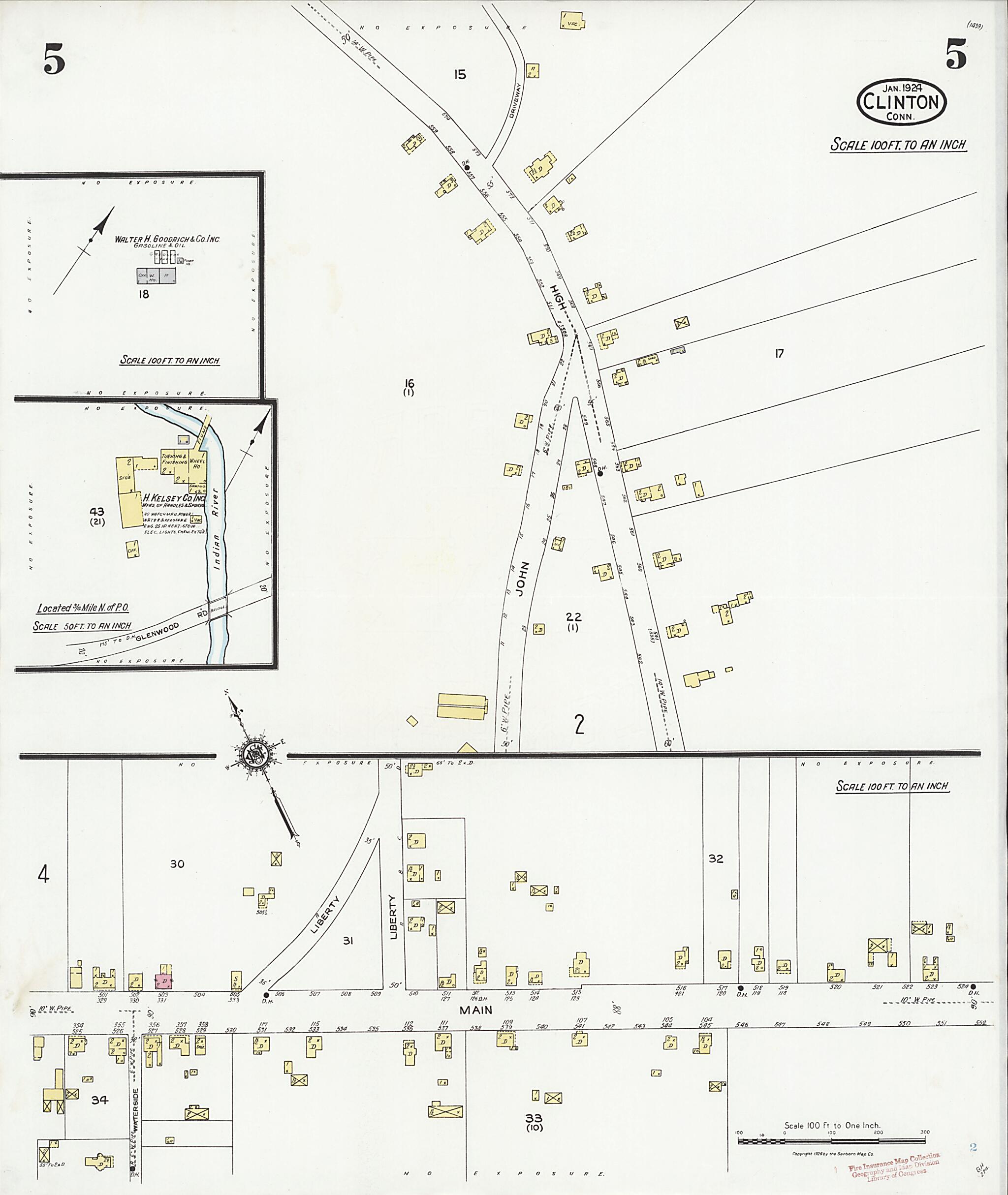 This old map of Clinton, Middlesex County, Connecticut was created by Sanborn Map Company in 1924
