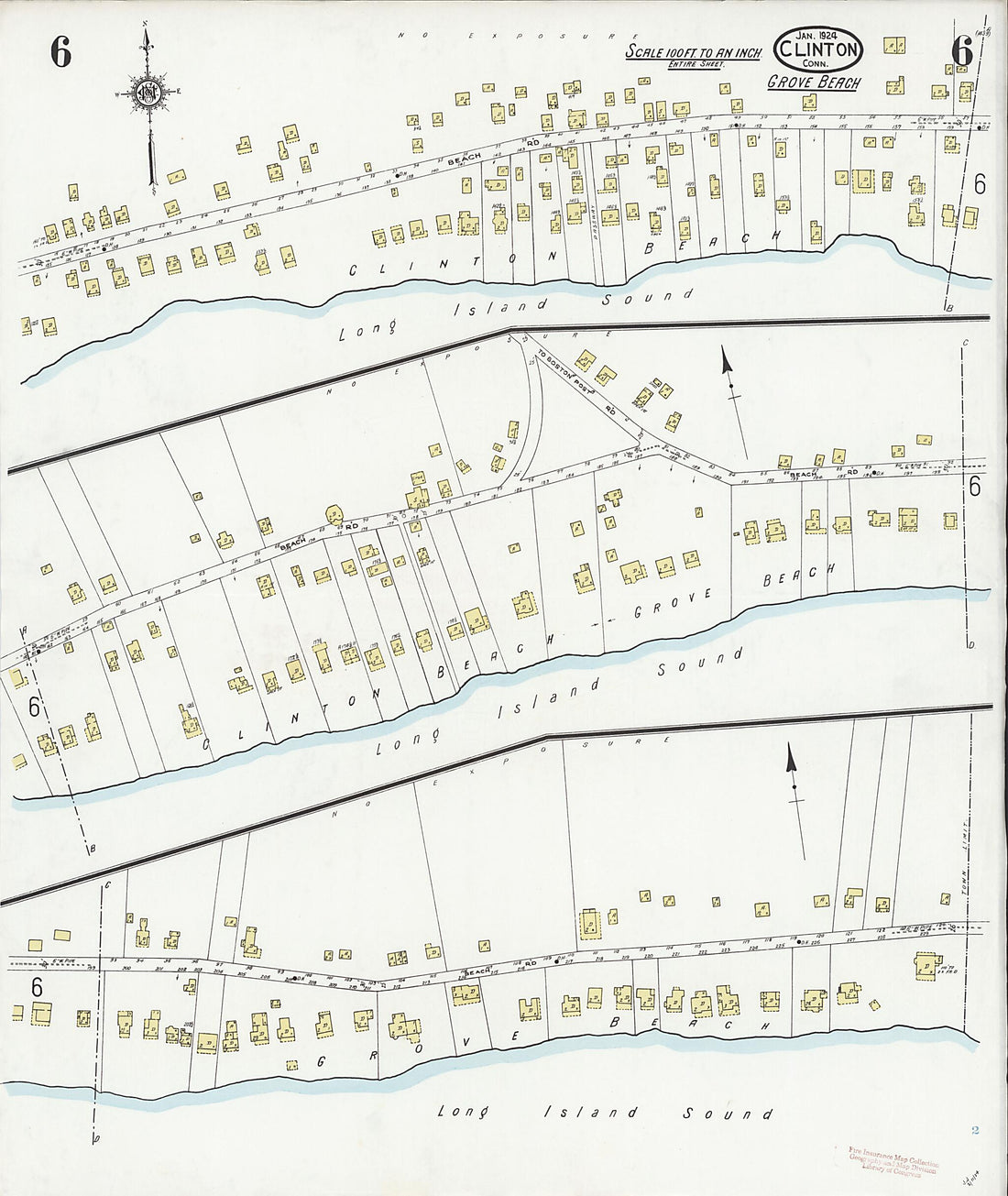 This old map of Clinton, Middlesex County, Connecticut was created by Sanborn Map Company in 1924