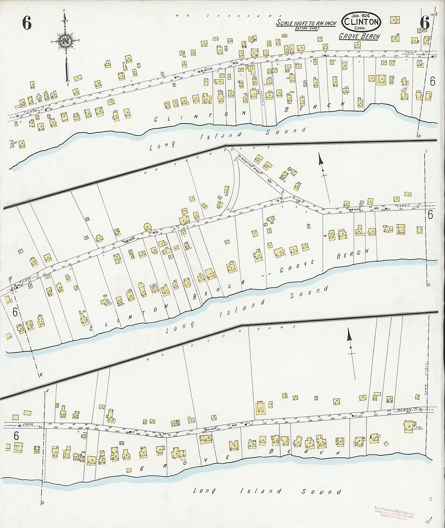 This old map of Clinton, Middlesex County, Connecticut was created by Sanborn Map Company in 1924