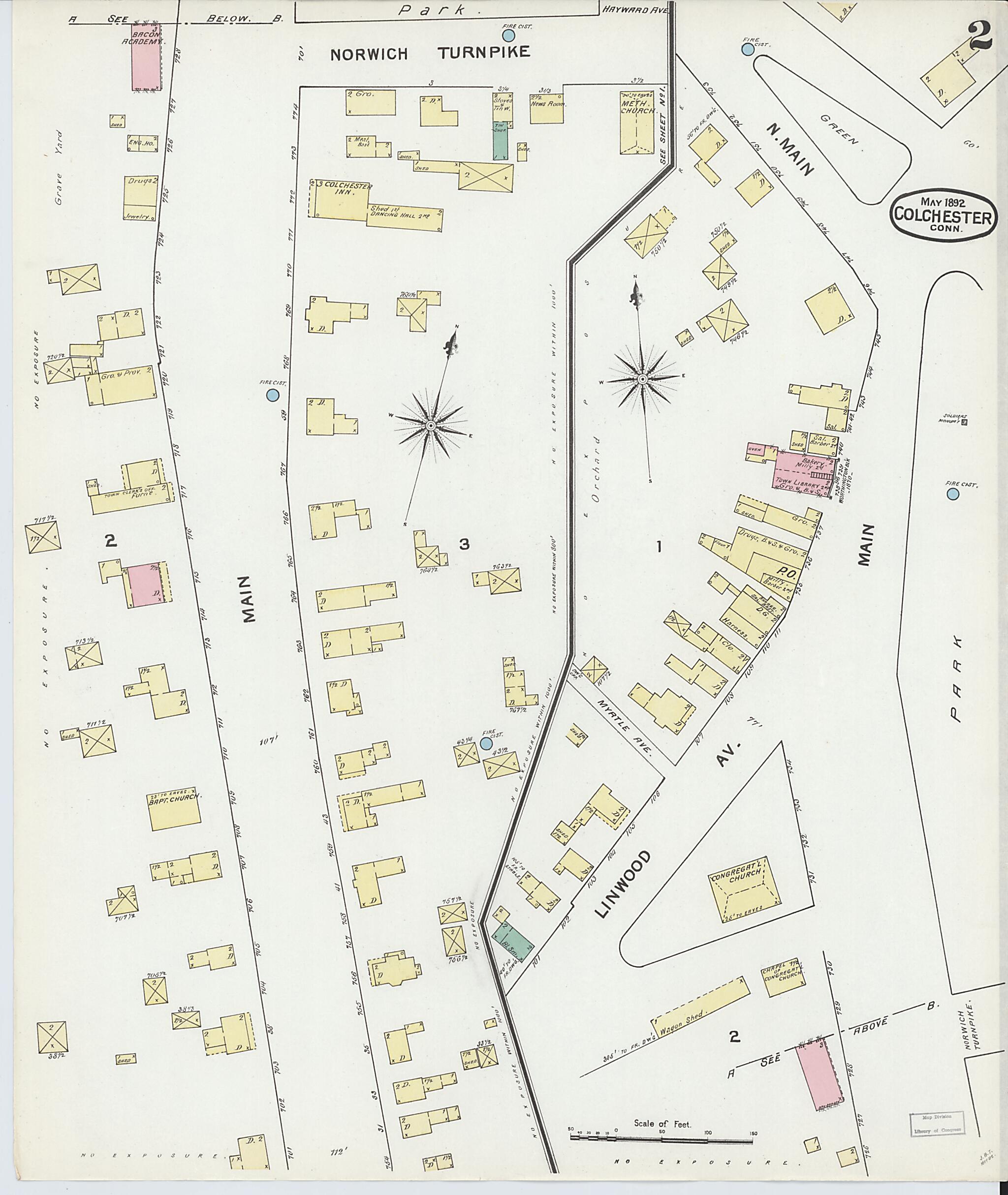 This old map of Colchester, New London County, Connecticut was created by Sanborn Map Company in 1892