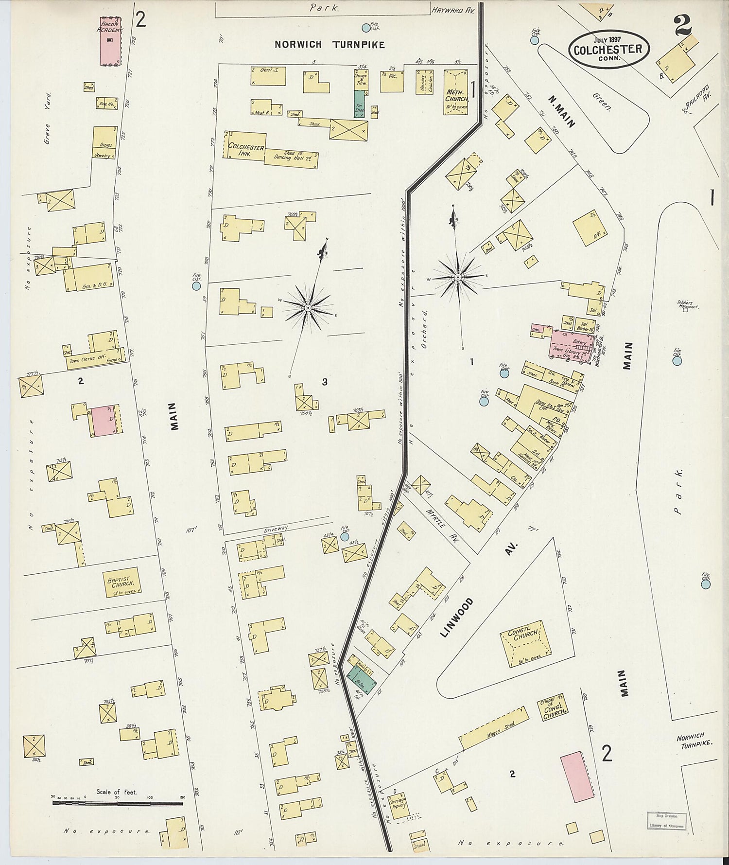 This old map of Colchester, New London County, Connecticut was created by Sanborn Map Company in 1897