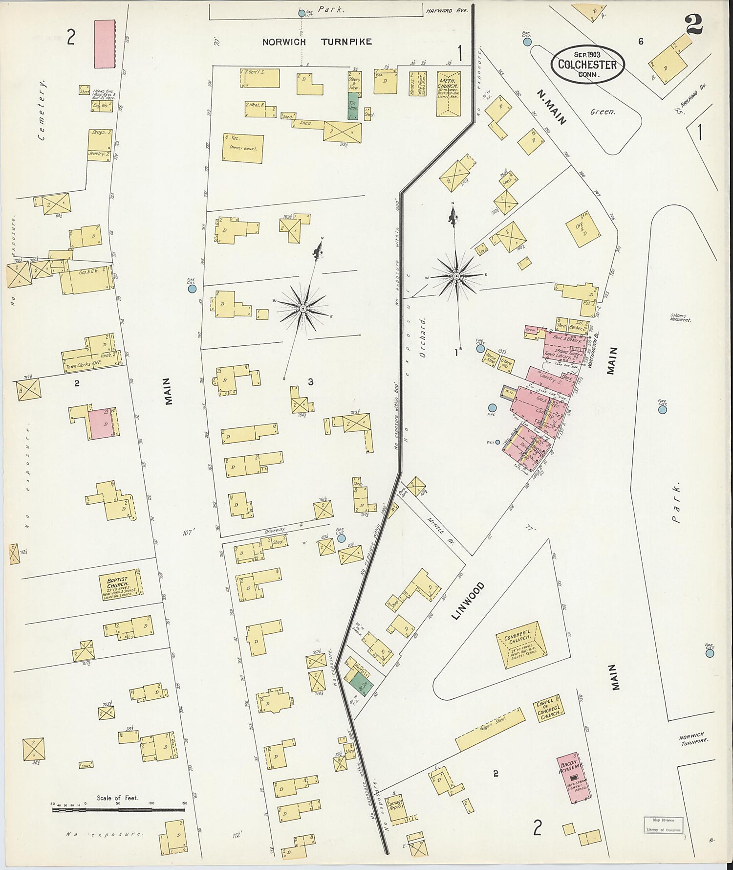 This old map of Colchester, New London County, Connecticut was created by Sanborn Map Company in 1903