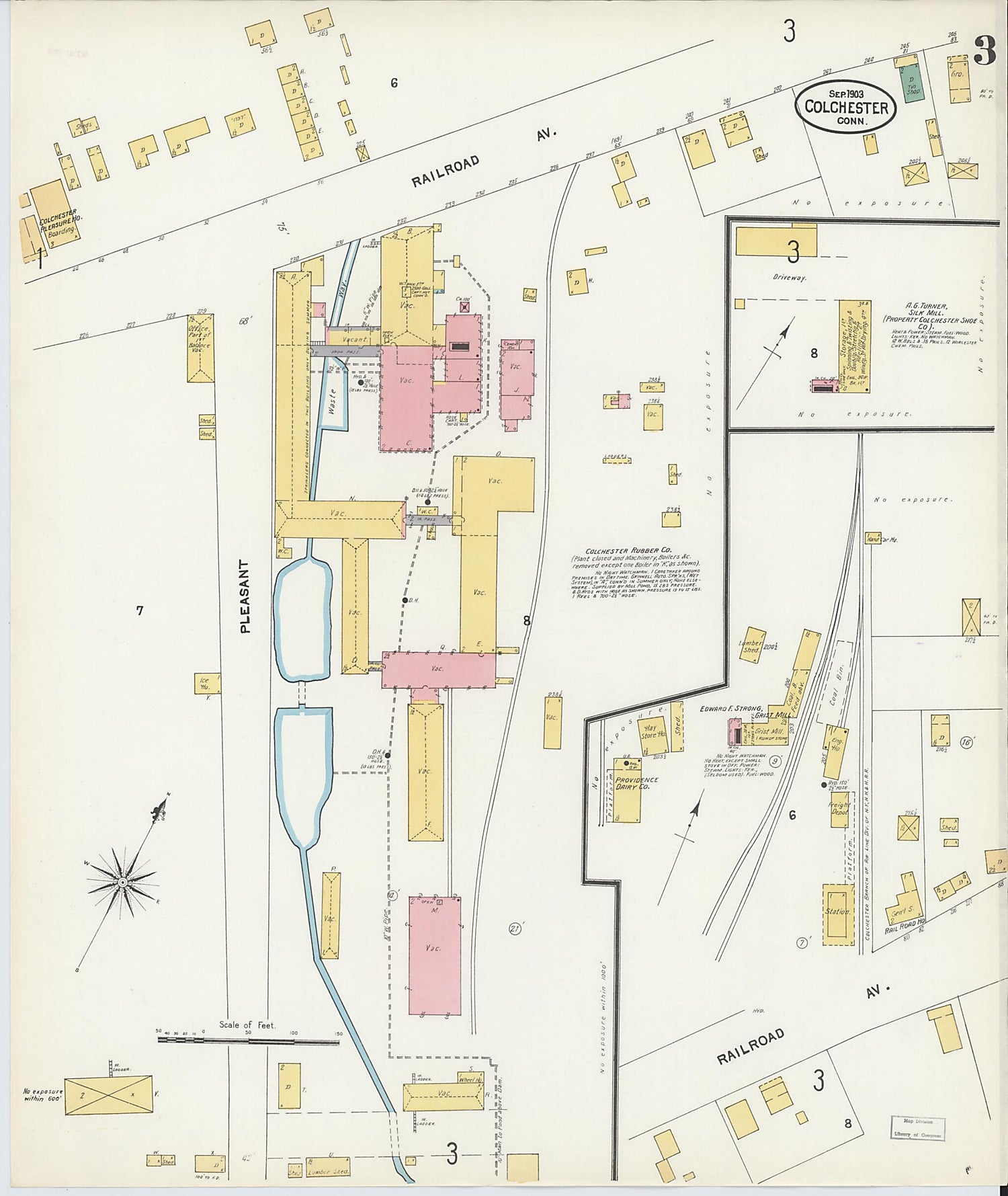 This old map of Colchester, New London County, Connecticut was created by Sanborn Map Company in 1903