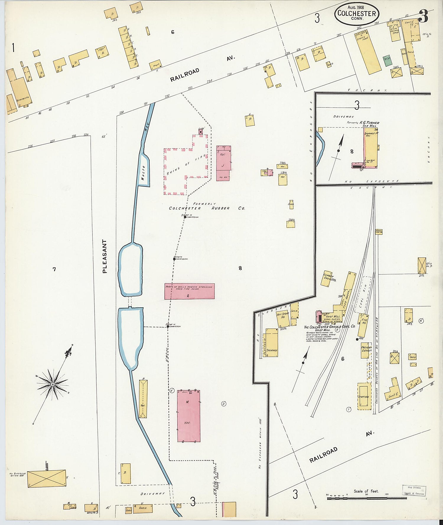 This old map of Colchester, New London County, Connecticut was created by Sanborn Map Company in 1908
