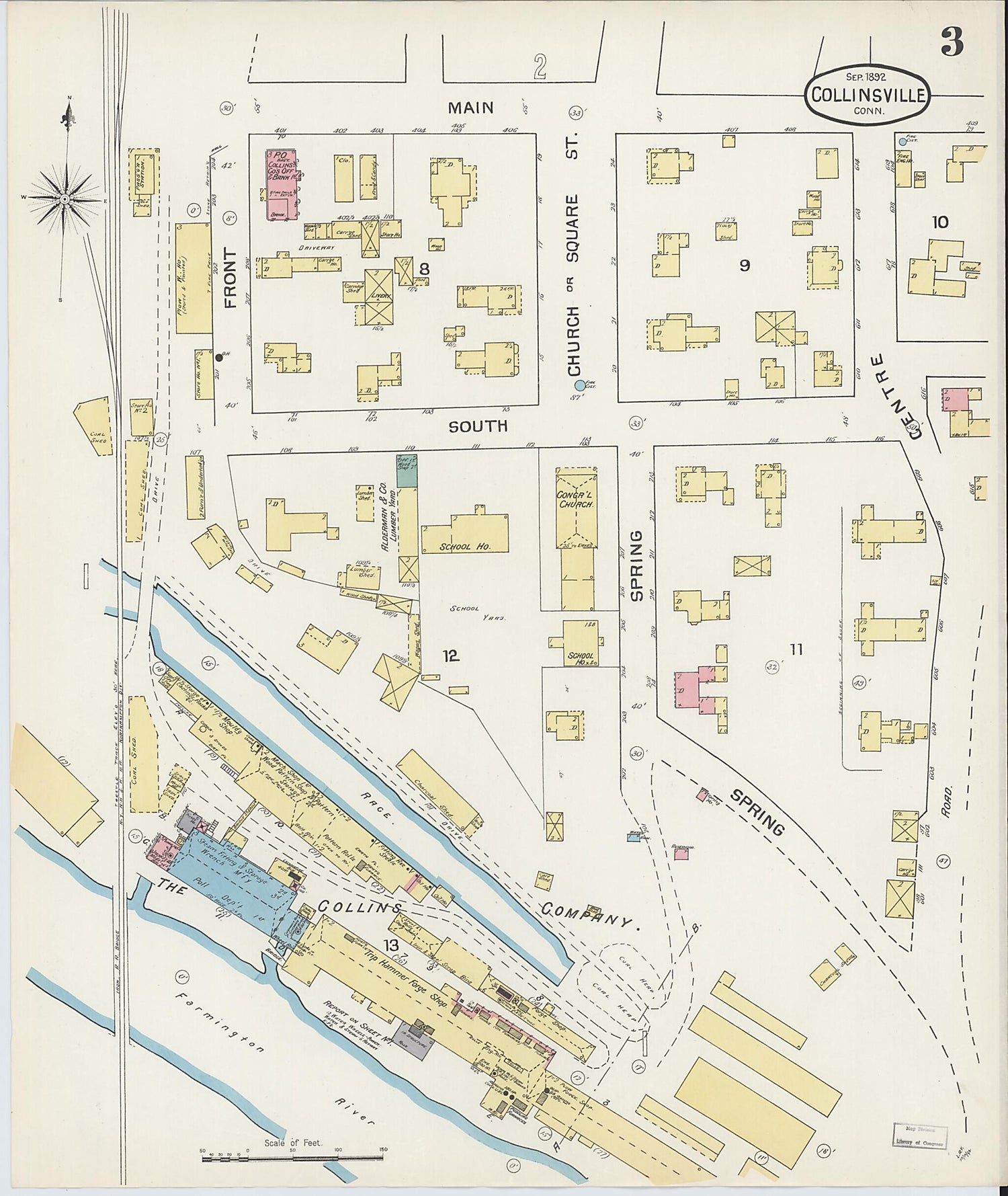 This old map of Collinsville, Hartford County, Connecticut was created by Sanborn Map Company in 1892