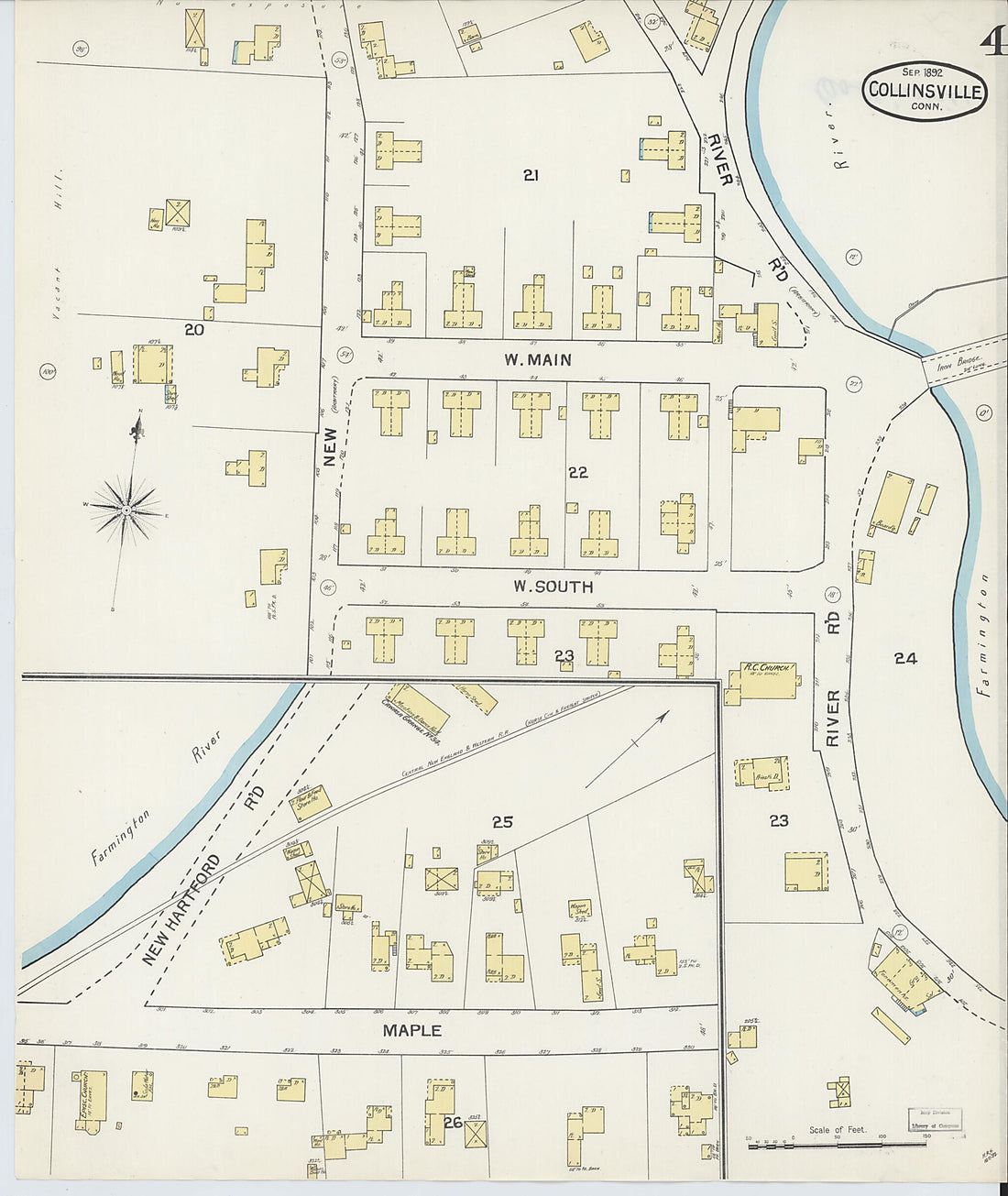 This old map of Collinsville, Hartford County, Connecticut was created by Sanborn Map Company in 1892