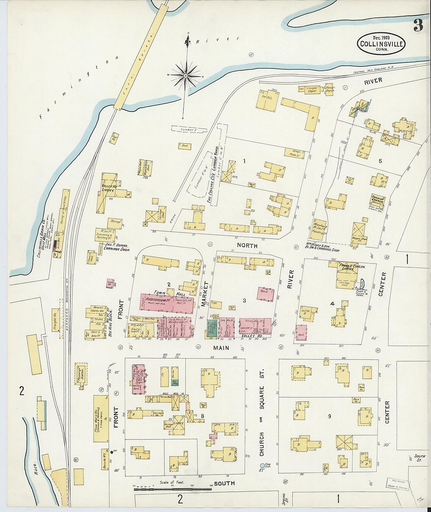 This old map of Collinsville, Hartford County, Connecticut was created by Sanborn Map Company in 1903