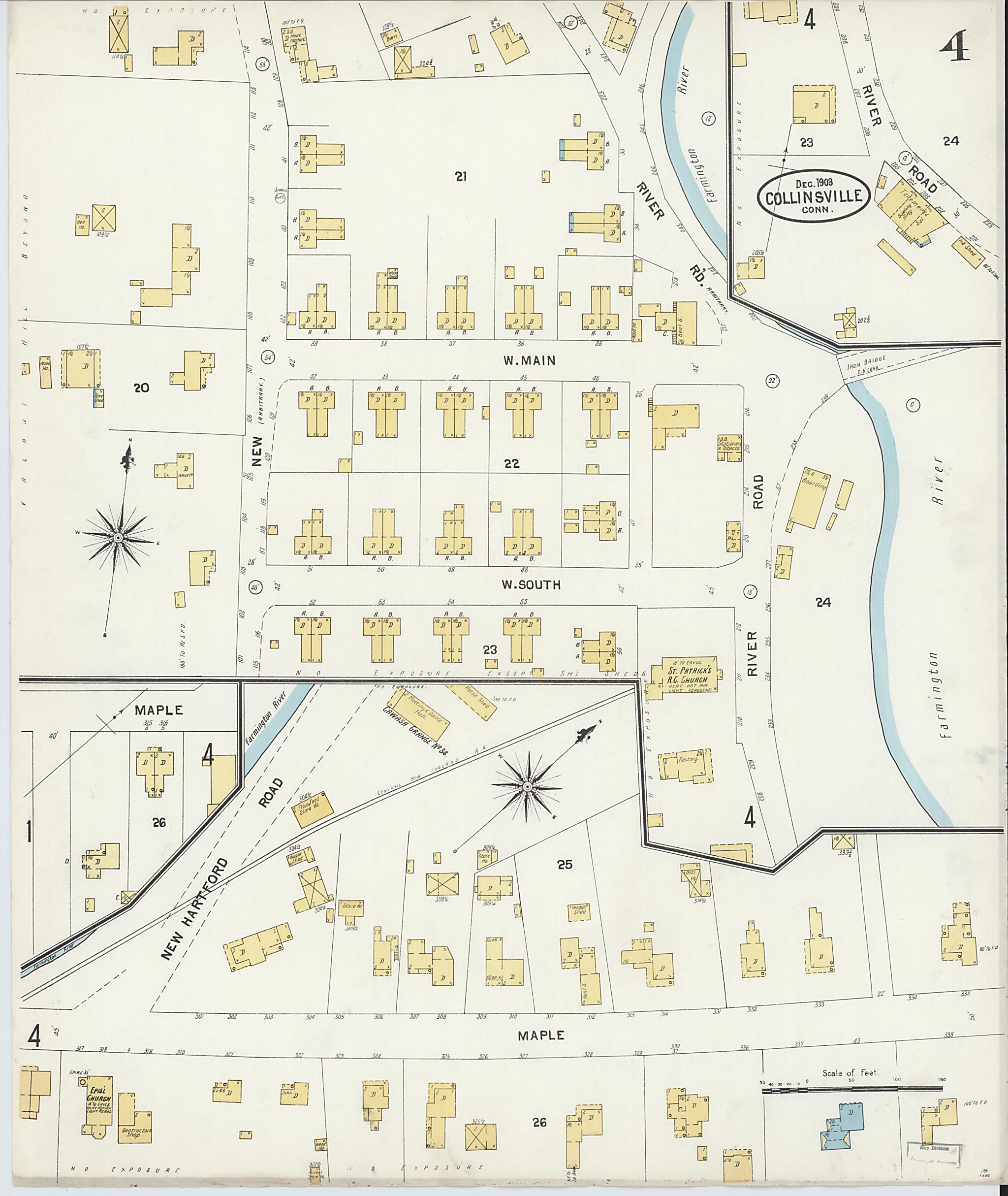 This old map of Collinsville, Hartford County, Connecticut was created by Sanborn Map Company in 1903