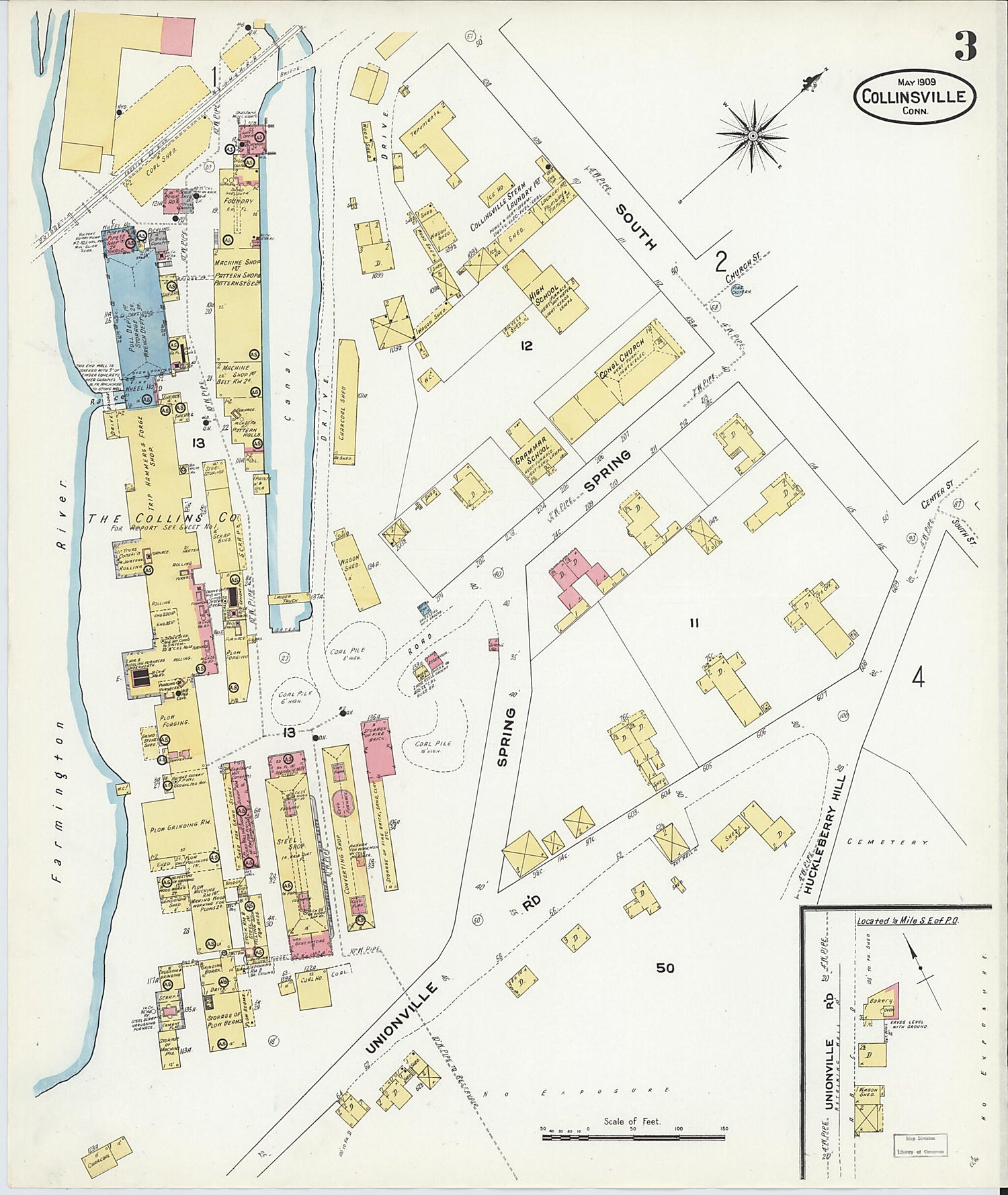 This old map of Collinsville, Hartford County, Connecticut was created by Sanborn Map Company in 1909