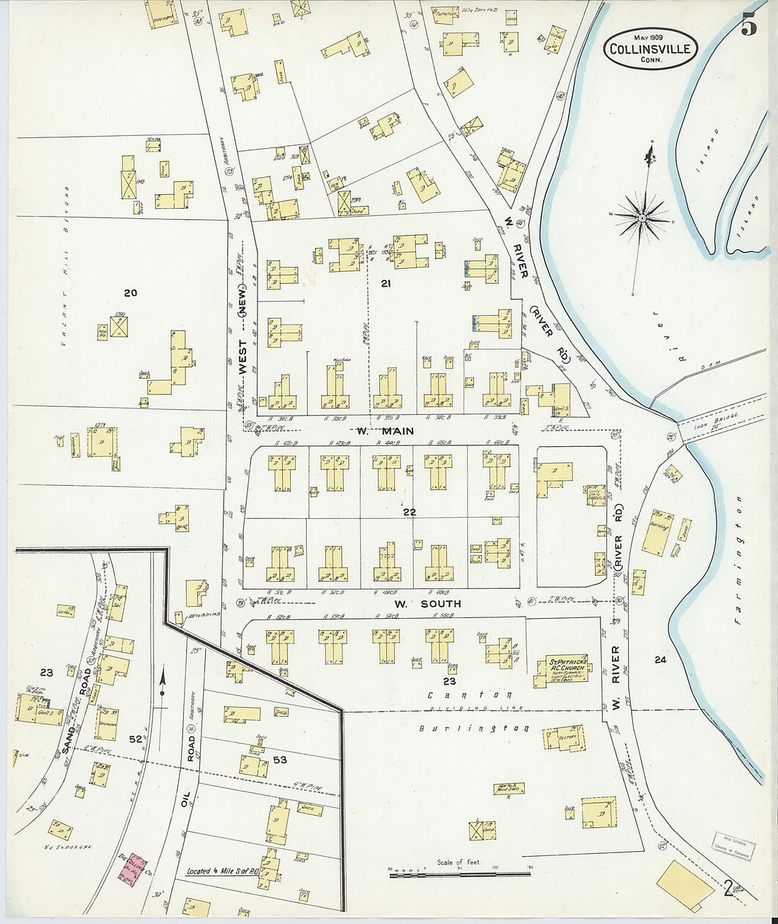 This old map of Collinsville, Hartford County, Connecticut was created by Sanborn Map Company in 1909