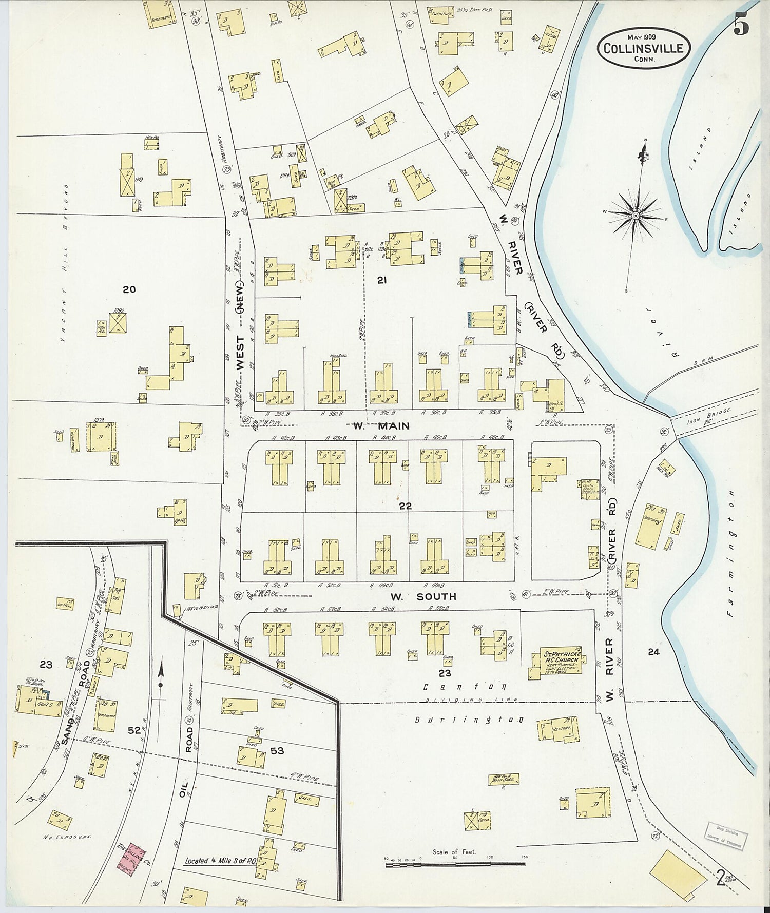 This old map of Collinsville, Hartford County, Connecticut was created by Sanborn Map Company in 1909