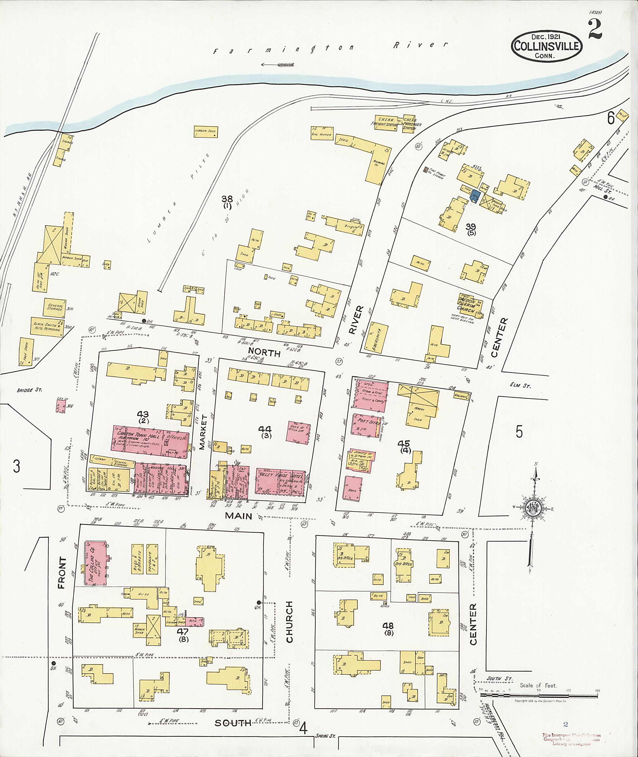 This old map of Collinsville, Hartford County, Connecticut was created by Sanborn Map Company in 1921