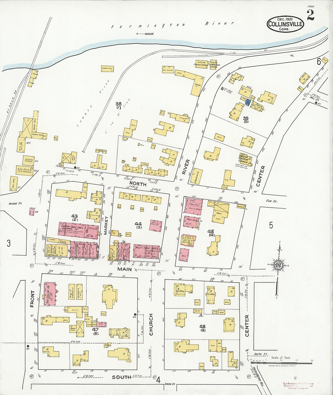 This old map of Collinsville, Hartford County, Connecticut was created by Sanborn Map Company in 1921
