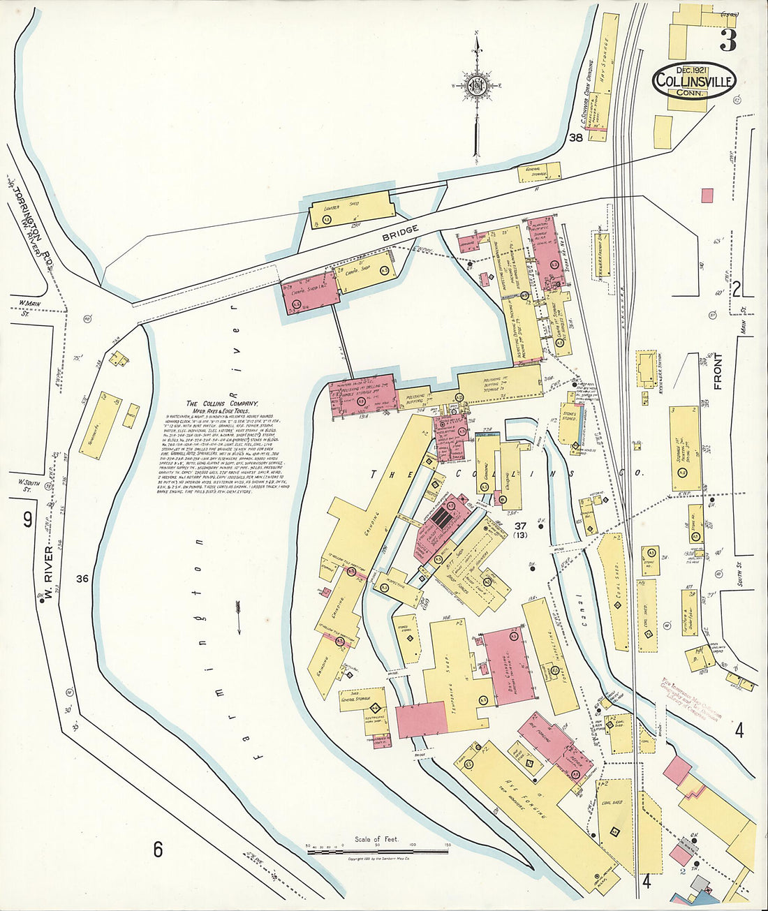 This old map of Collinsville, Hartford County, Connecticut was created by Sanborn Map Company in 1921