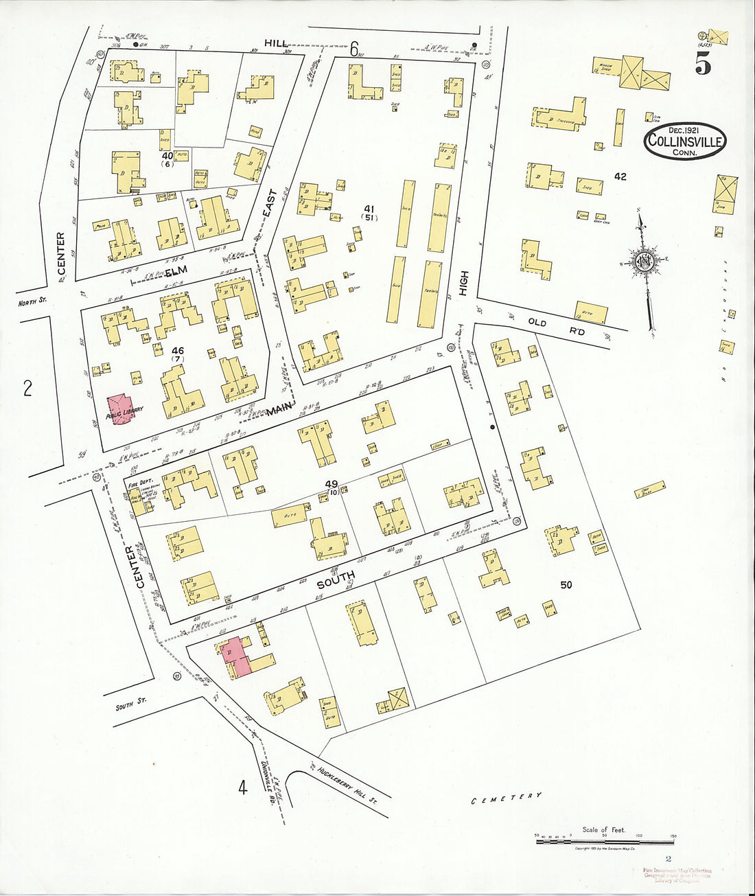 This old map of Collinsville, Hartford County, Connecticut was created by Sanborn Map Company in 1921