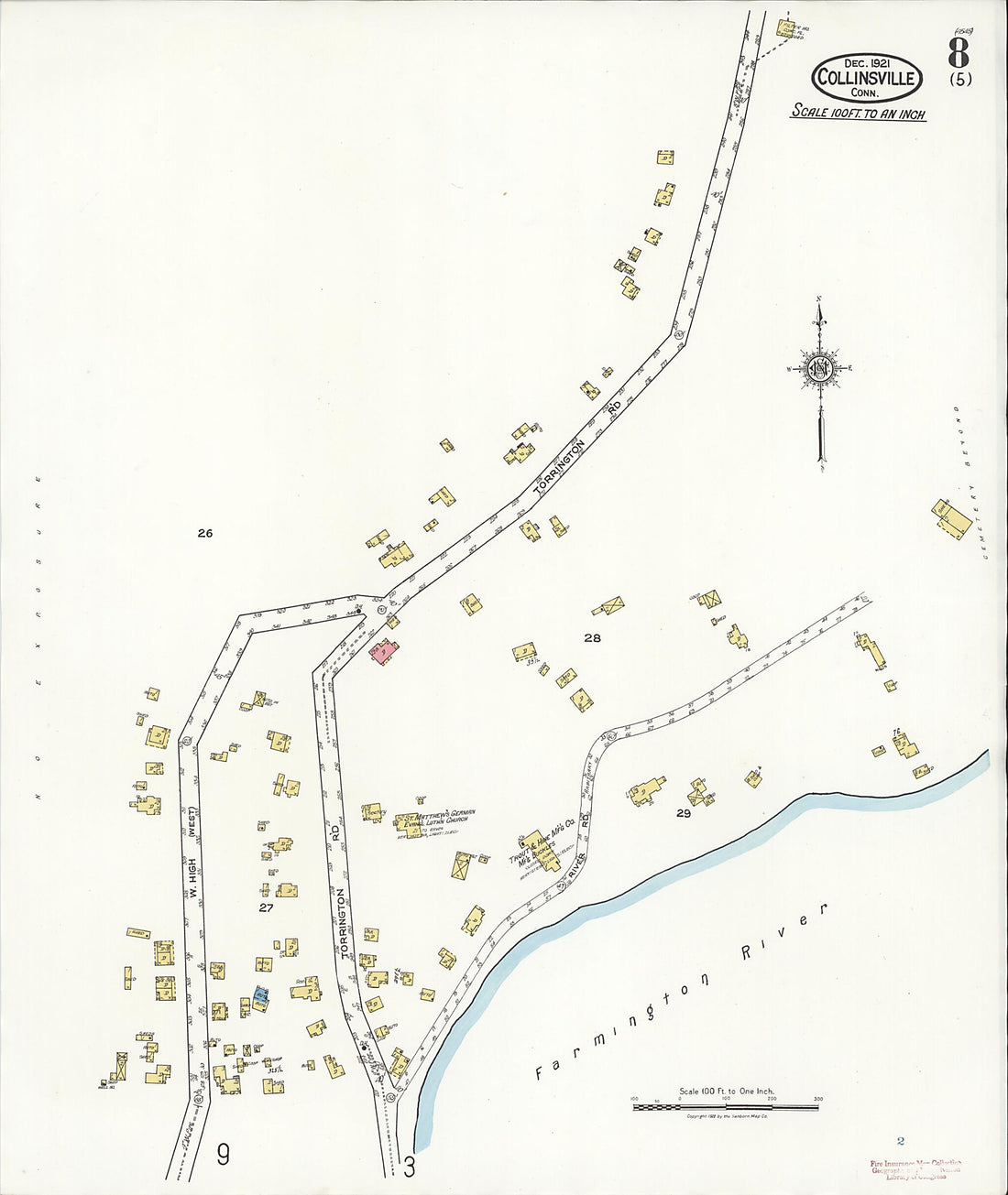 This old map of Collinsville, Hartford County, Connecticut was created by Sanborn Map Company in 1921